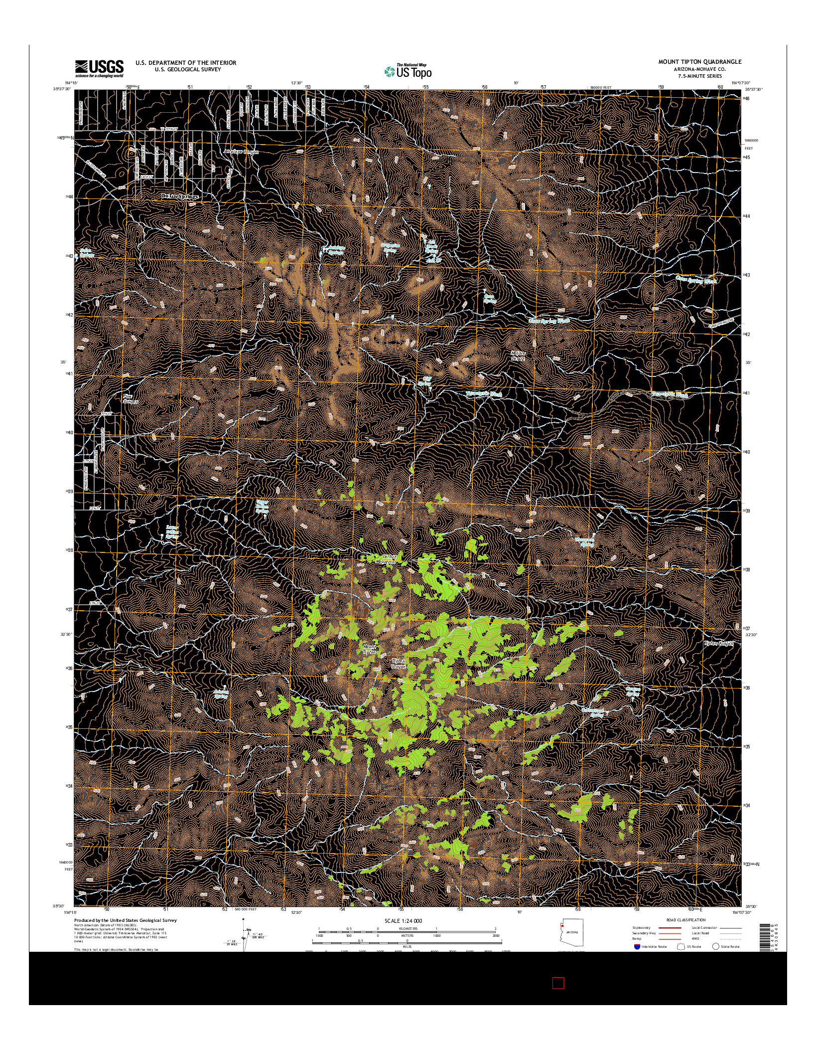 USGS US TOPO 7.5-MINUTE MAP FOR MOUNT TIPTON, AZ 2014