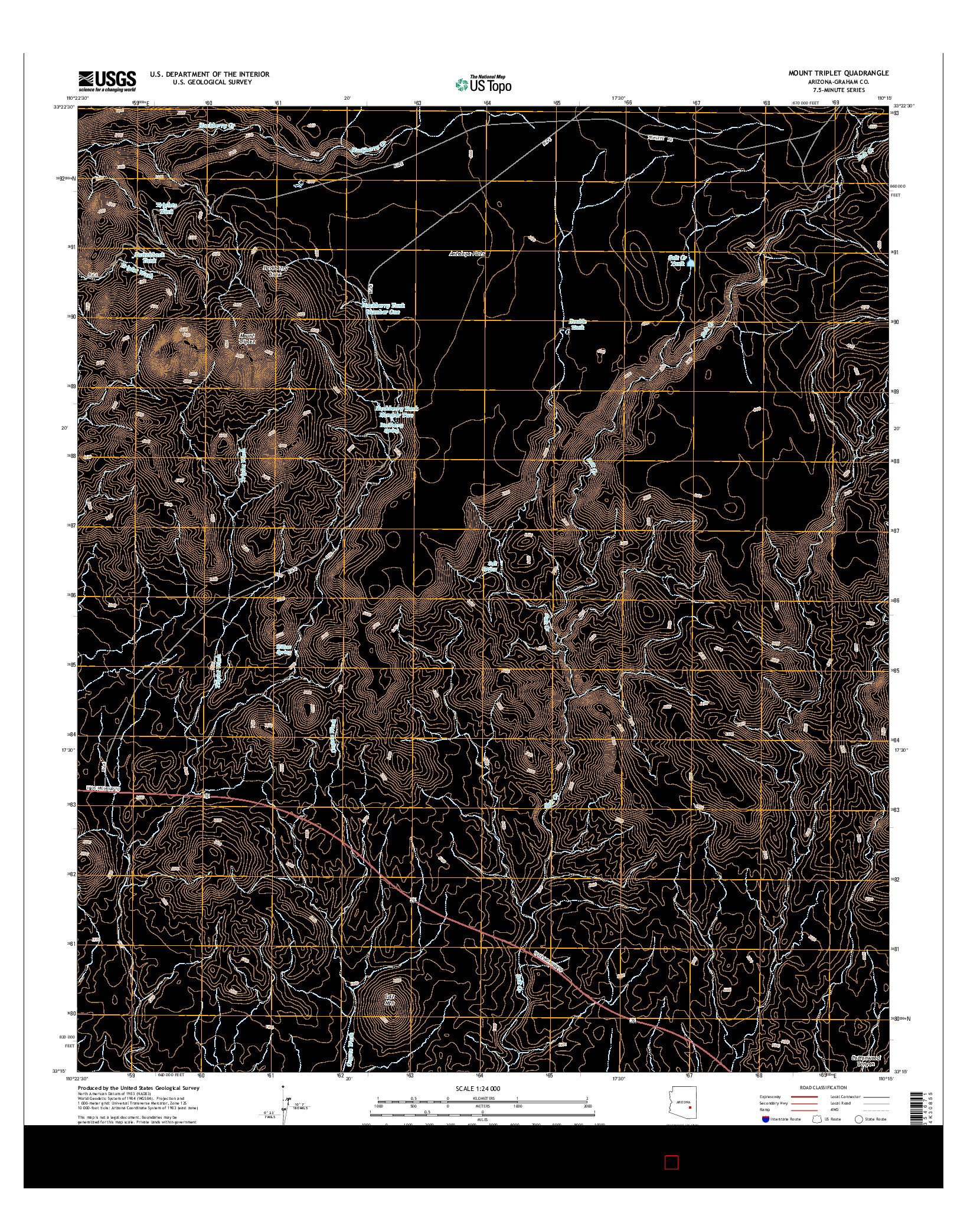 USGS US TOPO 7.5-MINUTE MAP FOR MOUNT TRIPLET, AZ 2014