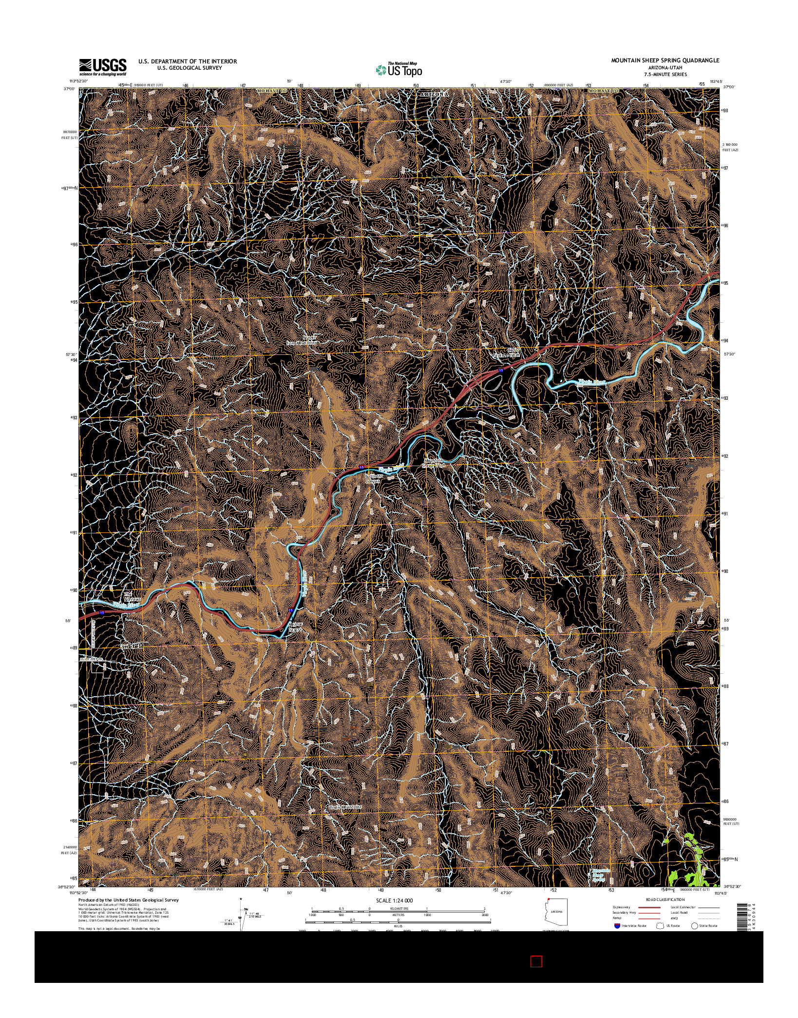 USGS US TOPO 7.5-MINUTE MAP FOR MOUNTAIN SHEEP SPRING, AZ-UT 2014