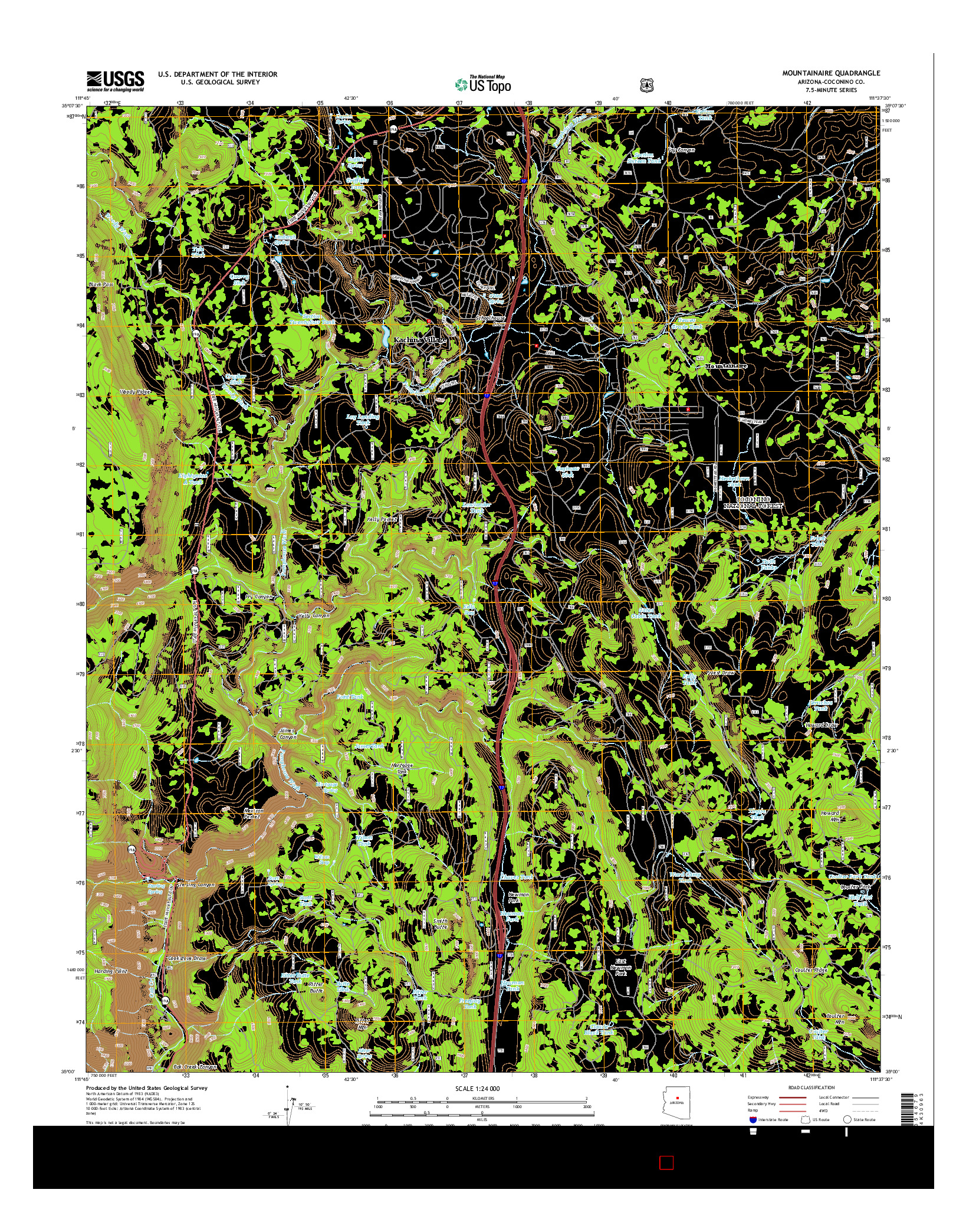 USGS US TOPO 7.5-MINUTE MAP FOR MOUNTAINAIRE, AZ 2014