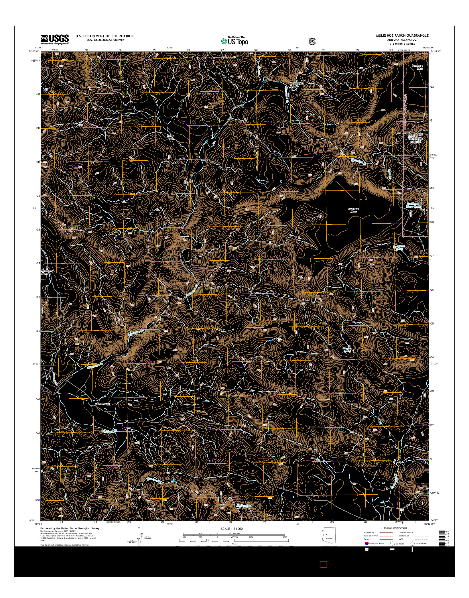 USGS US TOPO 7.5-MINUTE MAP FOR MULESHOE RANCH, AZ 2014