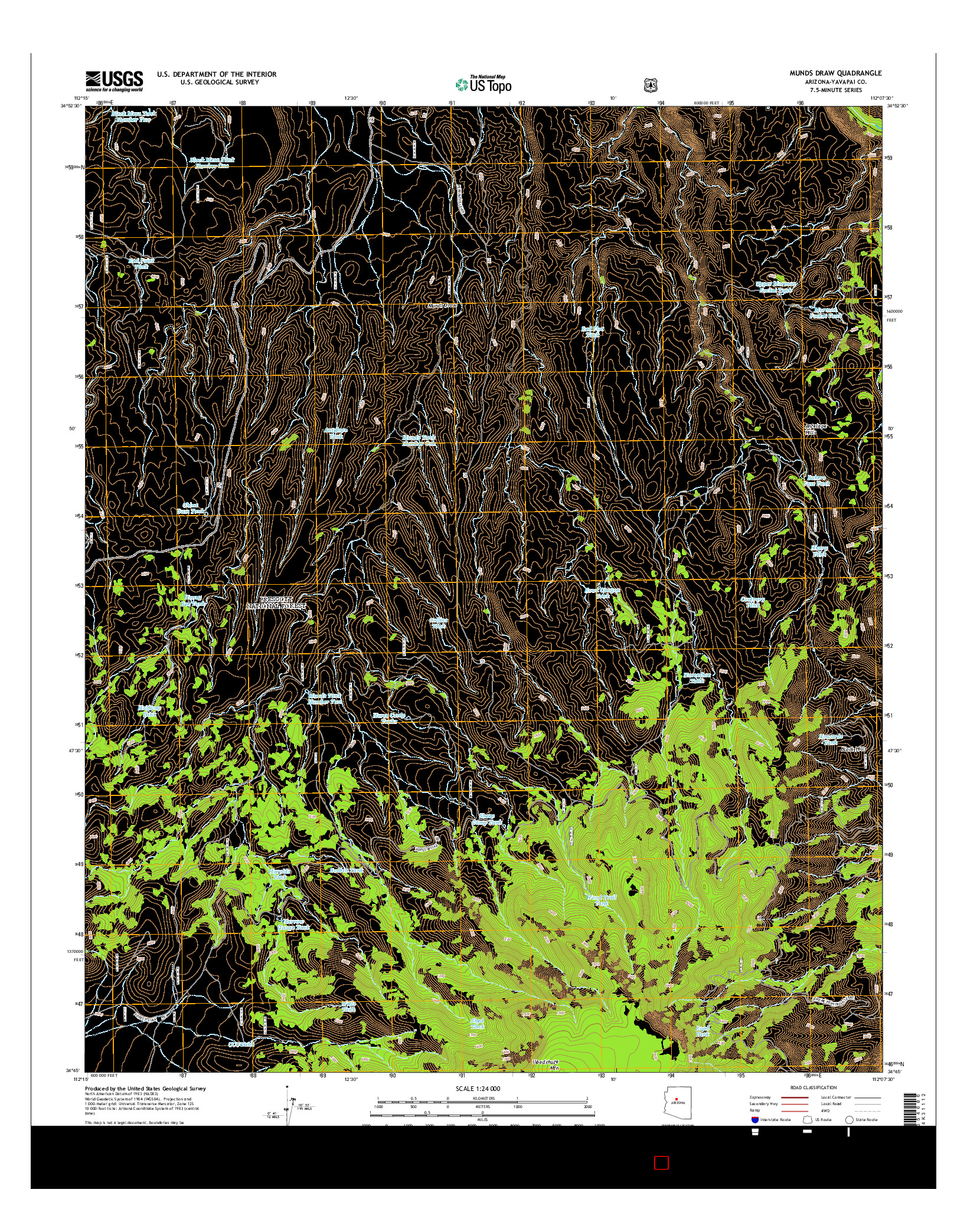 USGS US TOPO 7.5-MINUTE MAP FOR MUNDS DRAW, AZ 2014