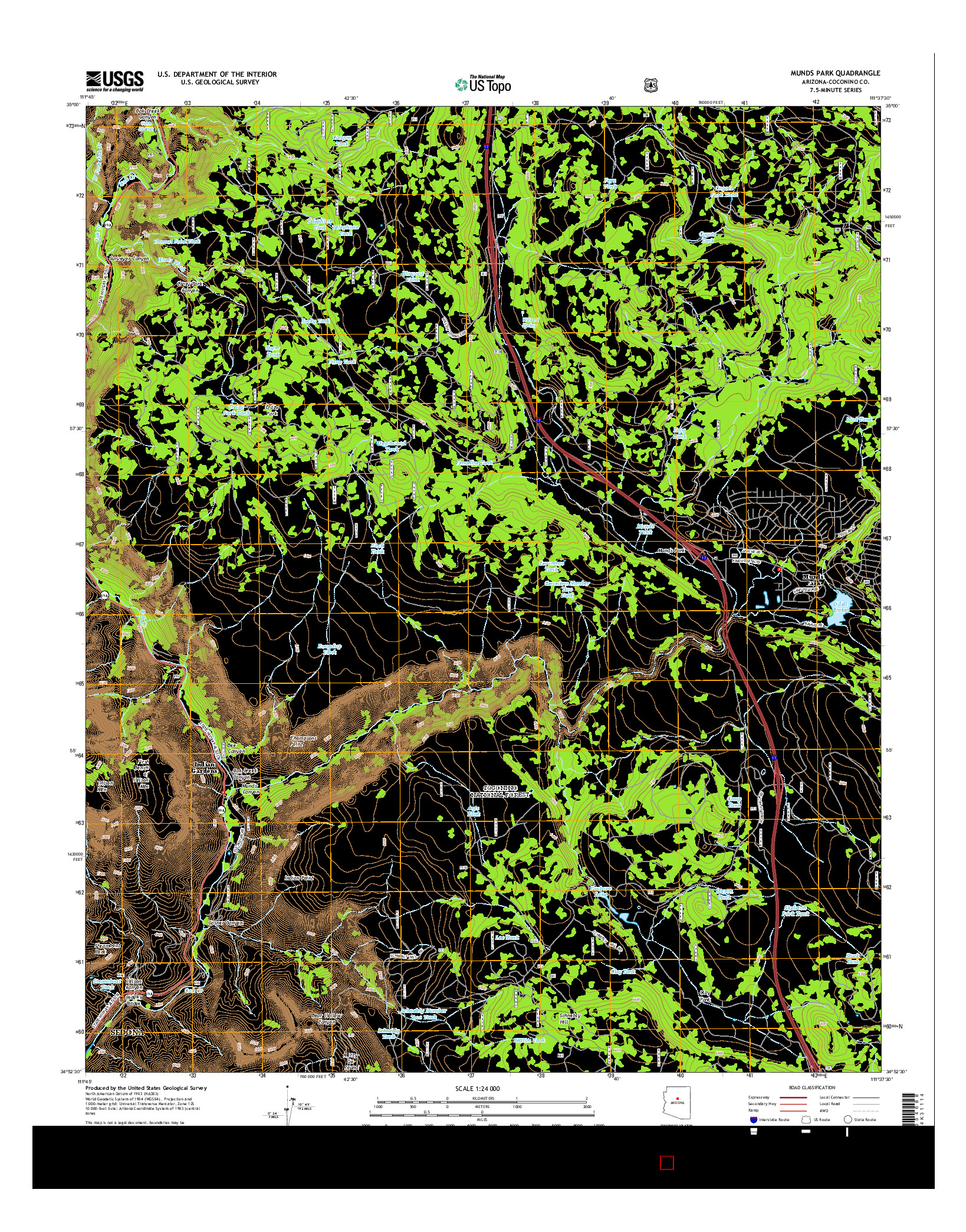 USGS US TOPO 7.5-MINUTE MAP FOR MUNDS PARK, AZ 2014