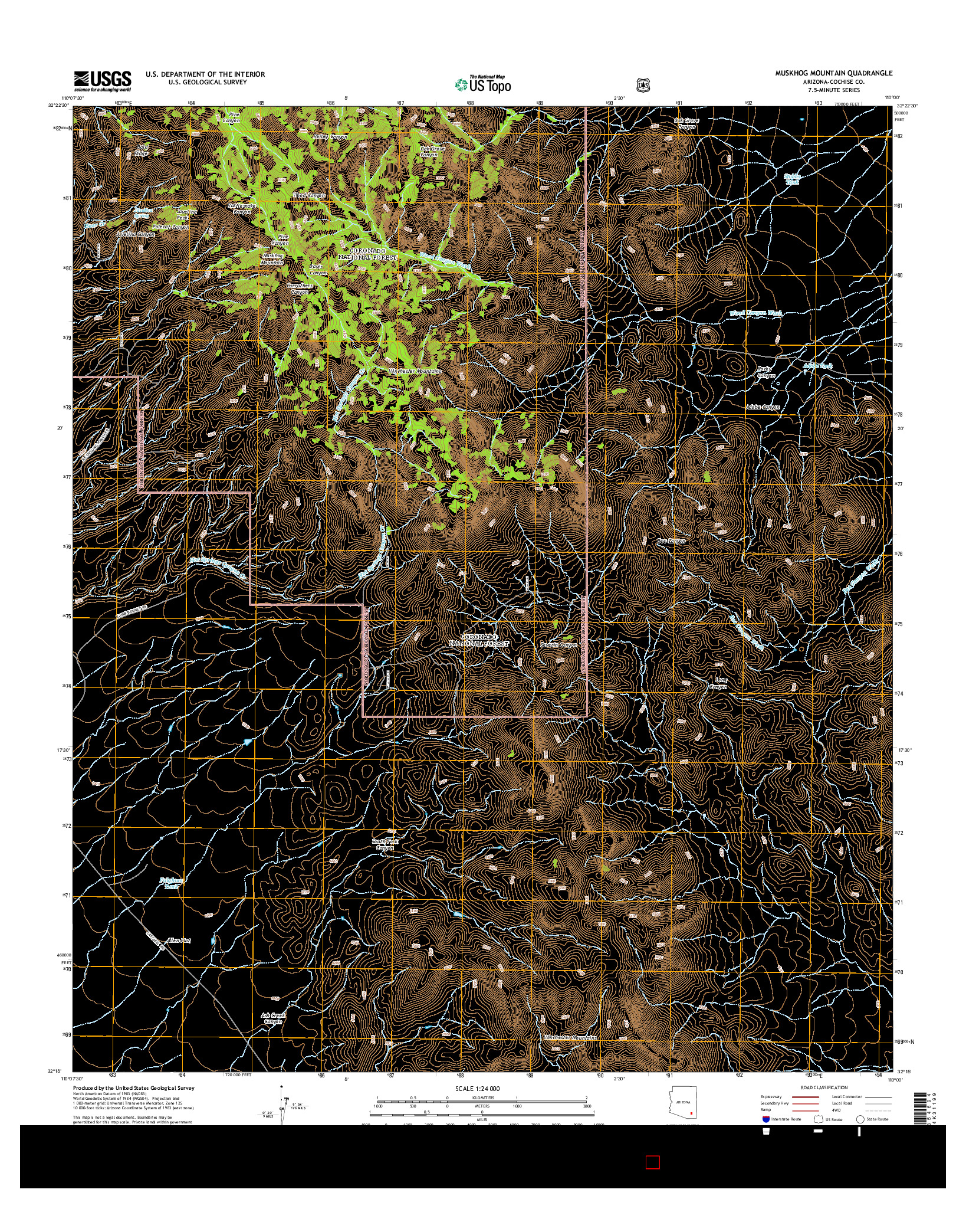 USGS US TOPO 7.5-MINUTE MAP FOR MUSKHOG MOUNTAIN, AZ 2014