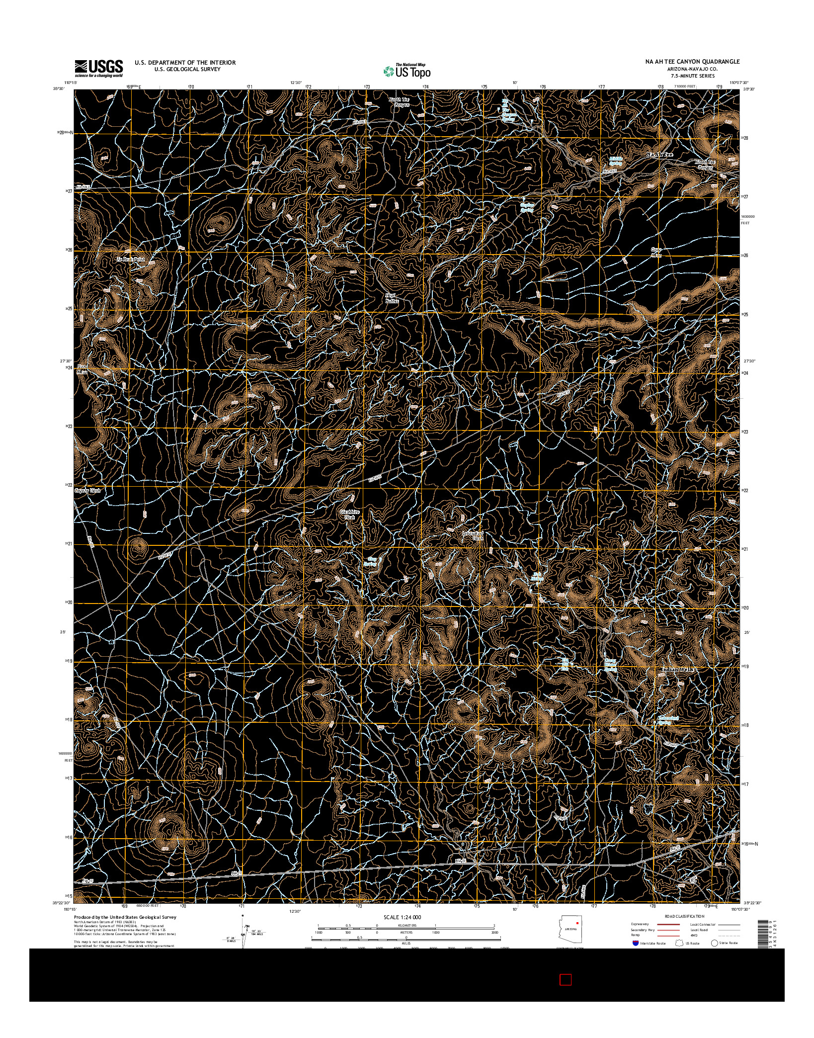 USGS US TOPO 7.5-MINUTE MAP FOR NA AH TEE CANYON, AZ 2014