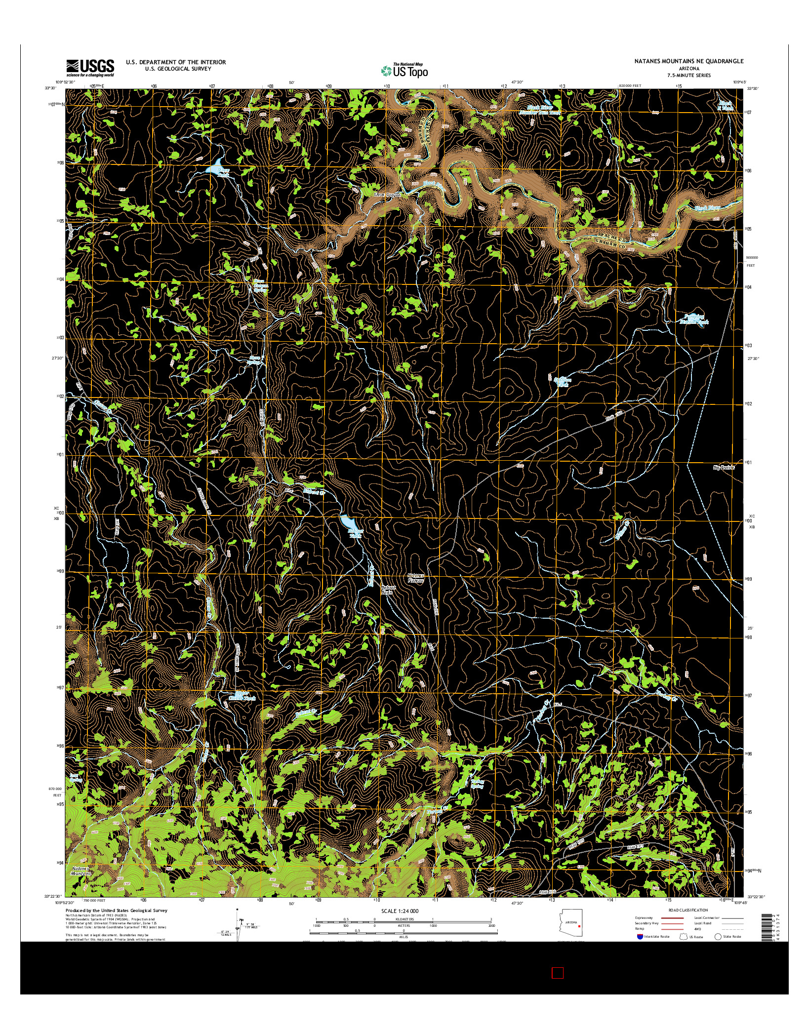 USGS US TOPO 7.5-MINUTE MAP FOR NATANES MOUNTAINS NE, AZ 2014