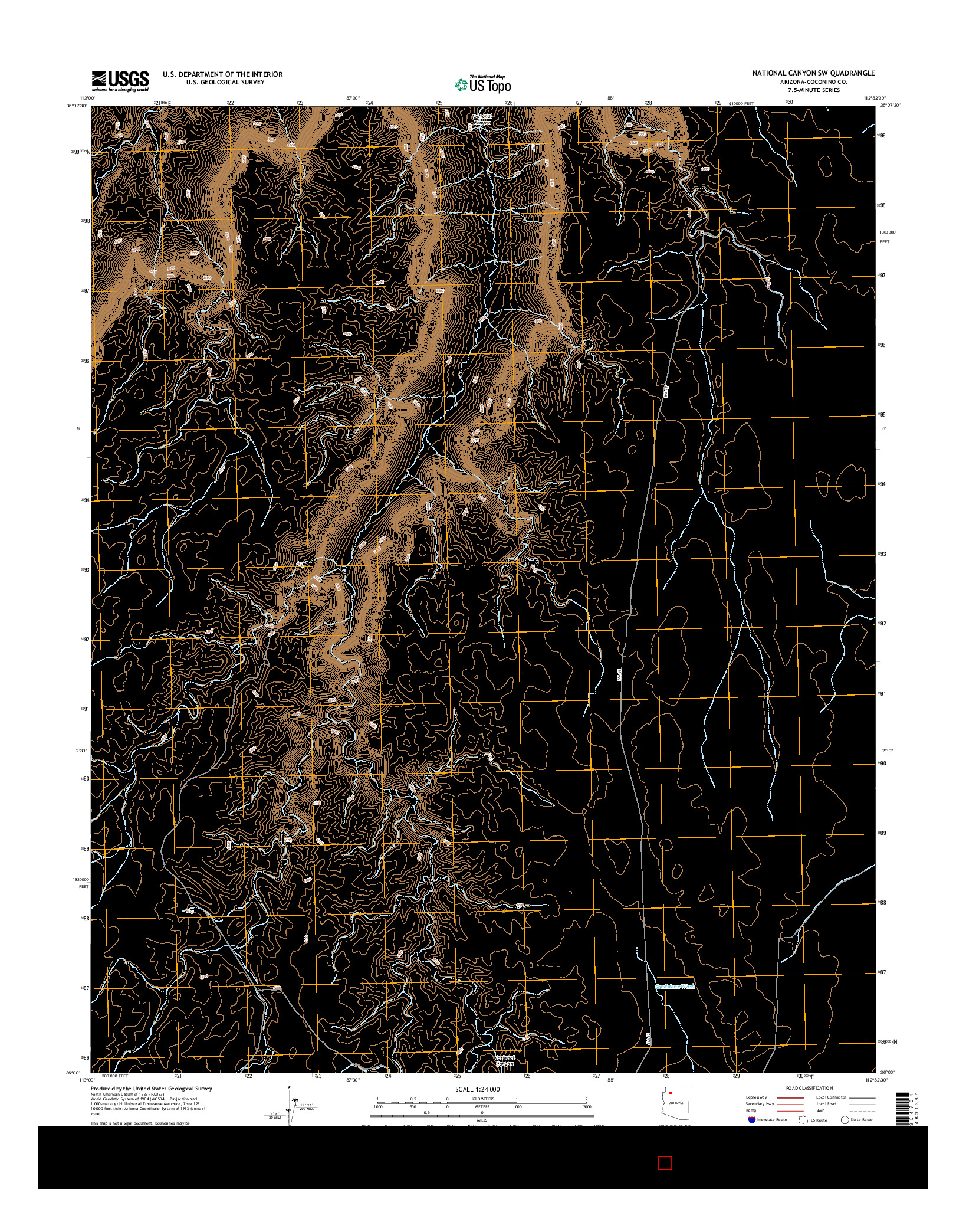 USGS US TOPO 7.5-MINUTE MAP FOR NATIONAL CANYON SW, AZ 2014