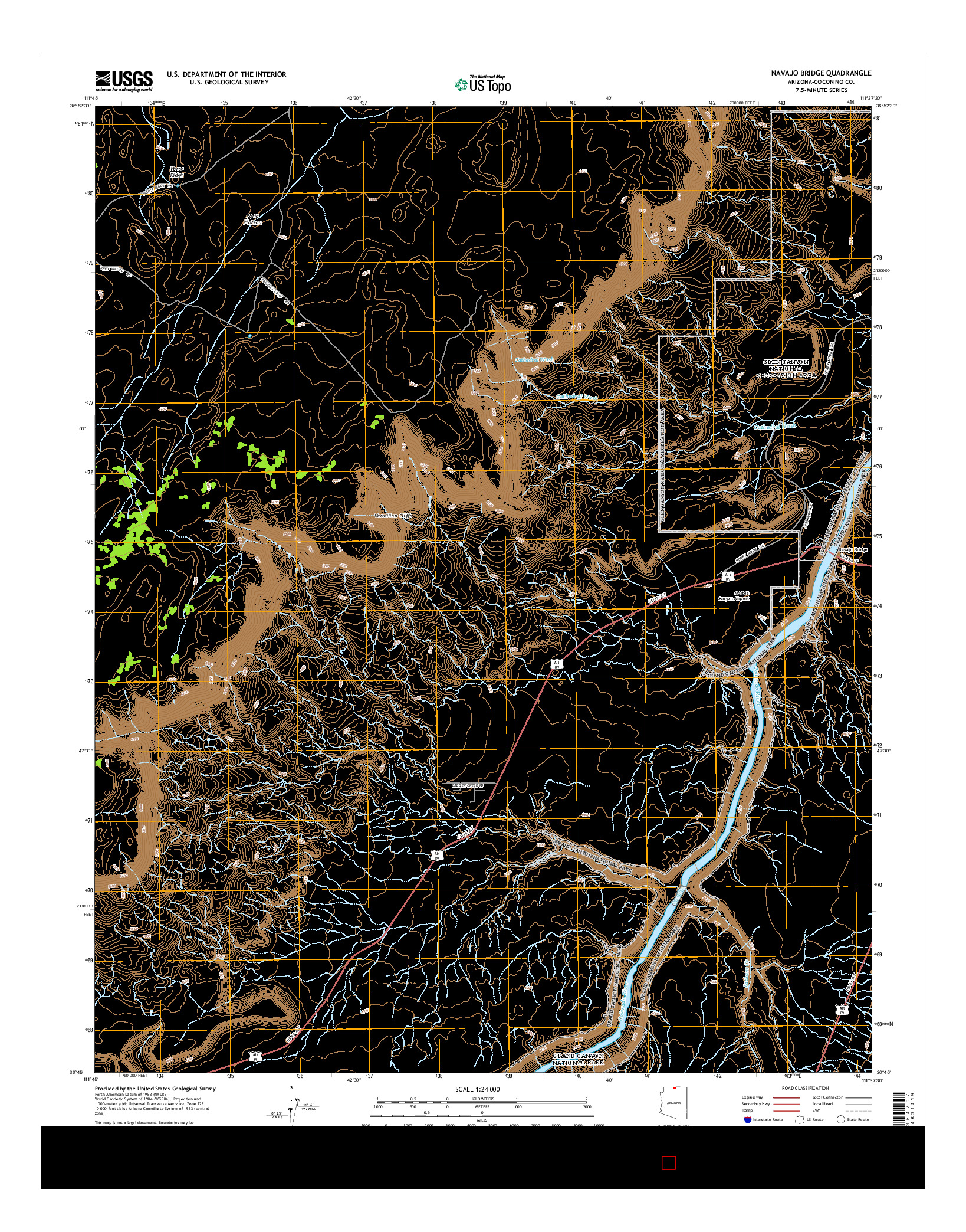 USGS US TOPO 7.5-MINUTE MAP FOR NAVAJO BRIDGE, AZ 2014