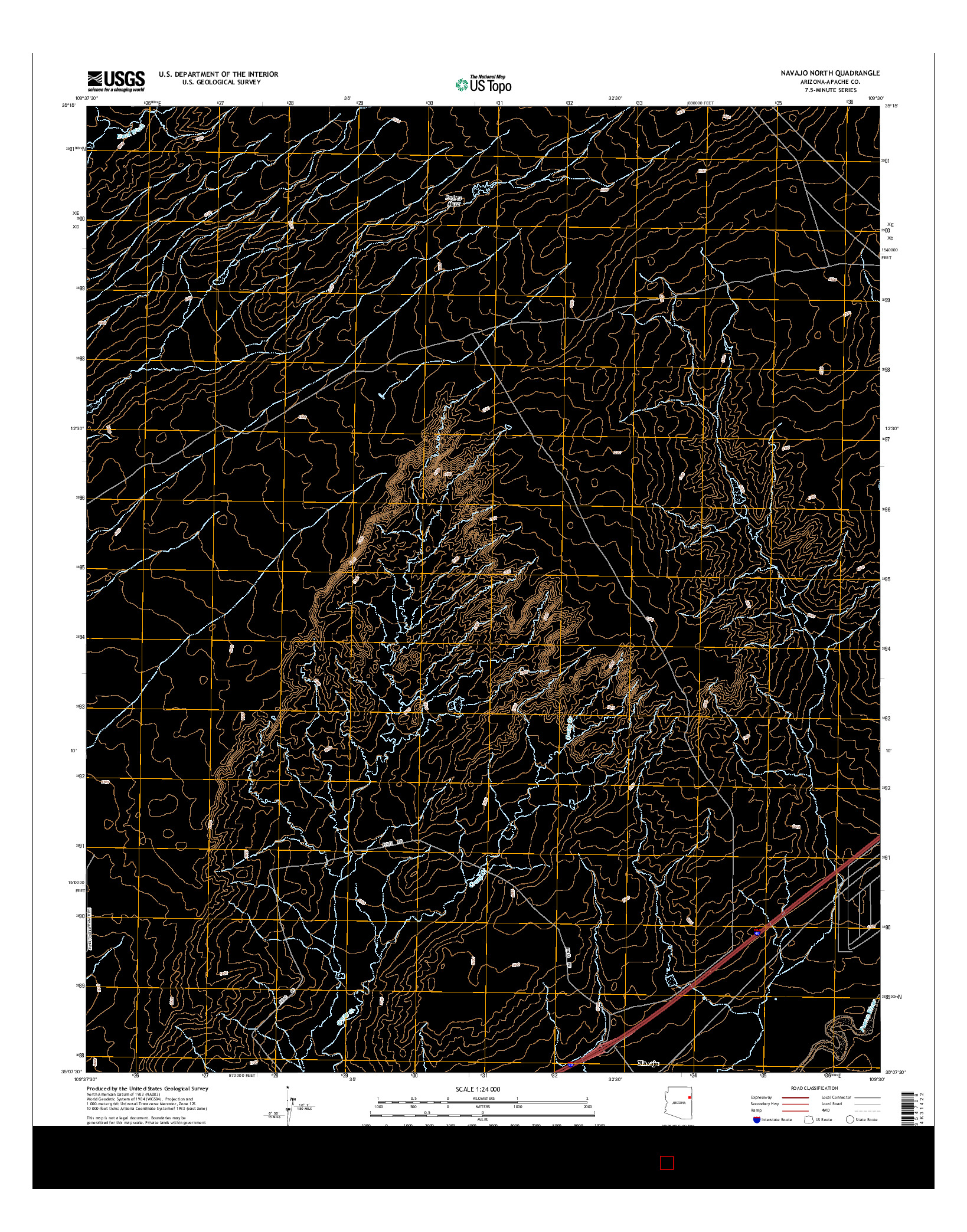 USGS US TOPO 7.5-MINUTE MAP FOR NAVAJO NORTH, AZ 2014