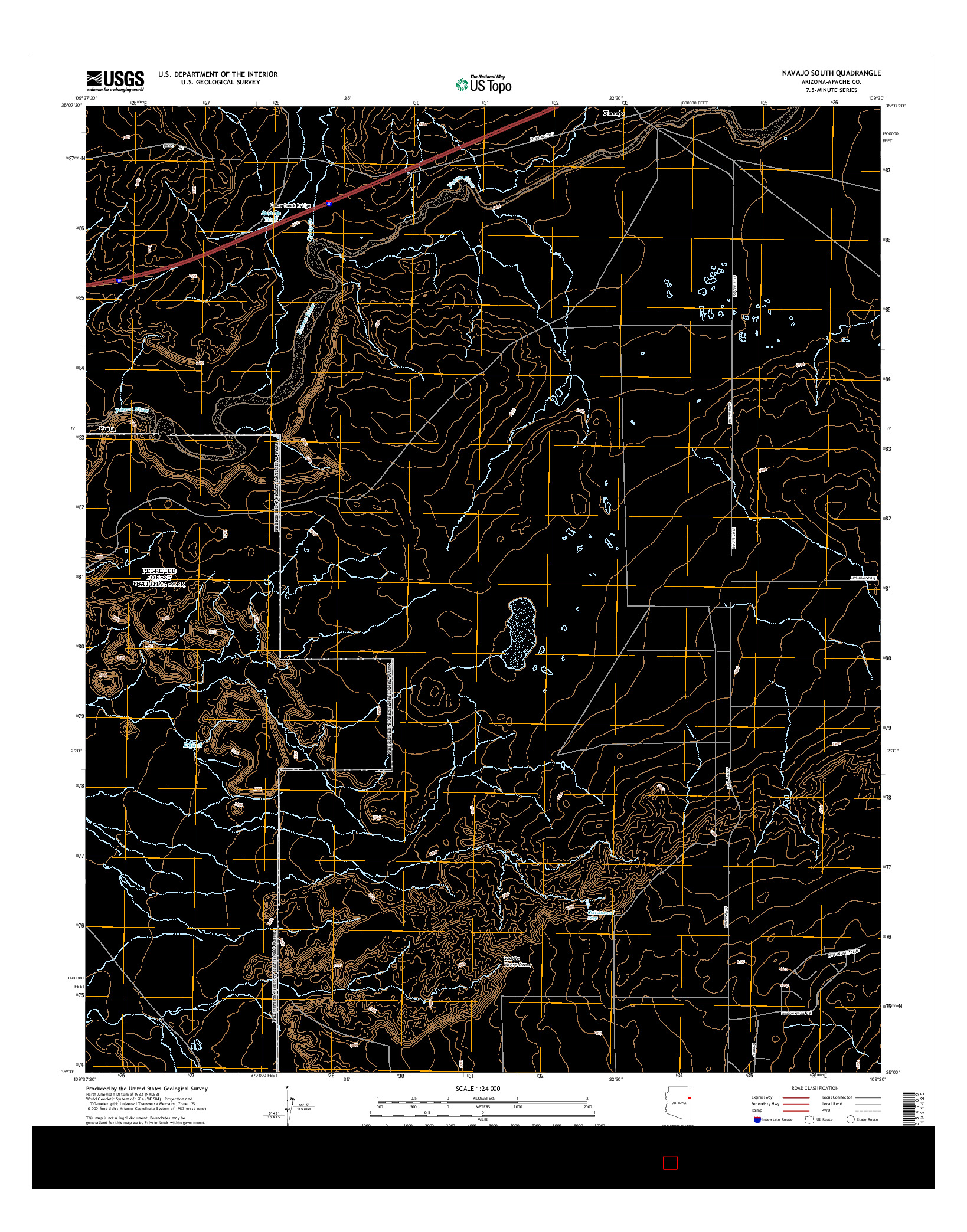 USGS US TOPO 7.5-MINUTE MAP FOR NAVAJO SOUTH, AZ 2014