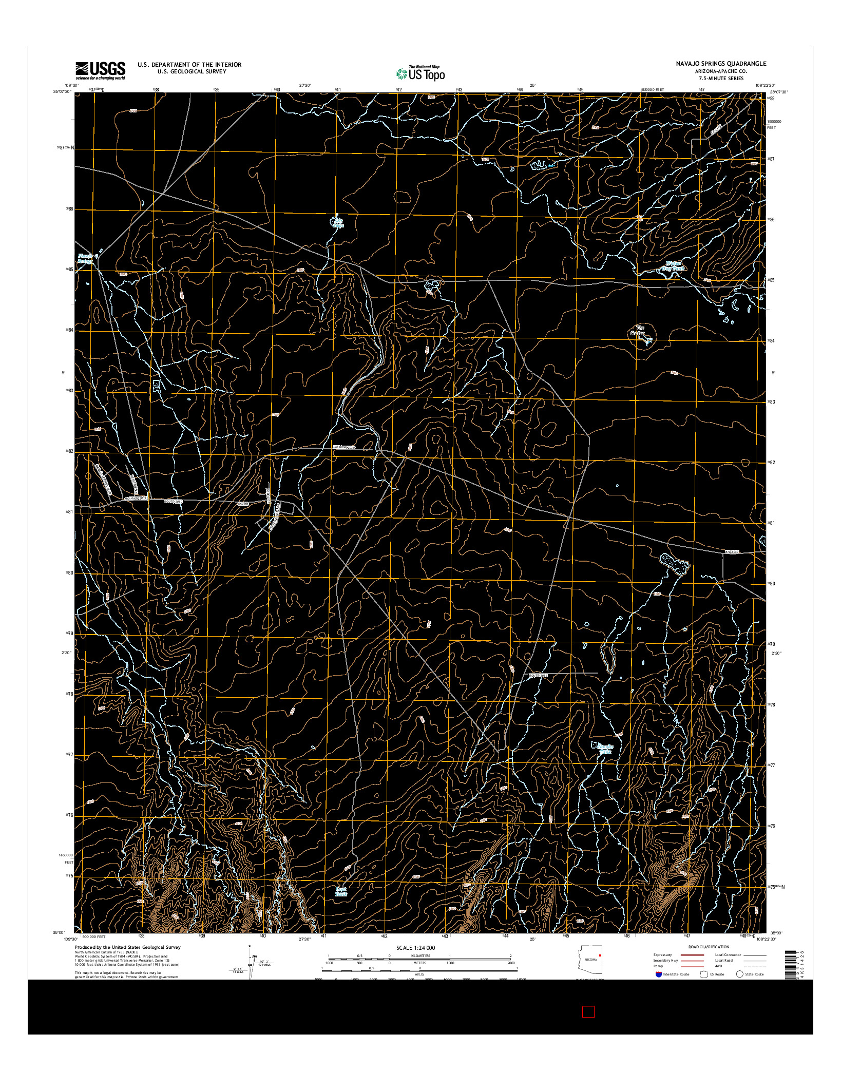 USGS US TOPO 7.5-MINUTE MAP FOR NAVAJO SPRINGS, AZ 2014