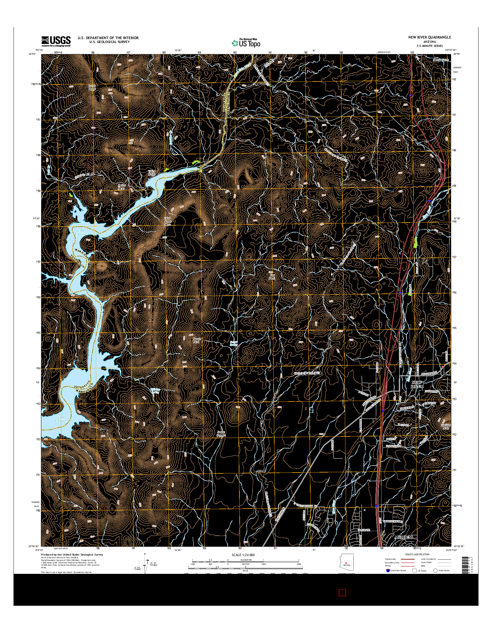 USGS US TOPO 7.5-MINUTE MAP FOR NEW RIVER, AZ 2014