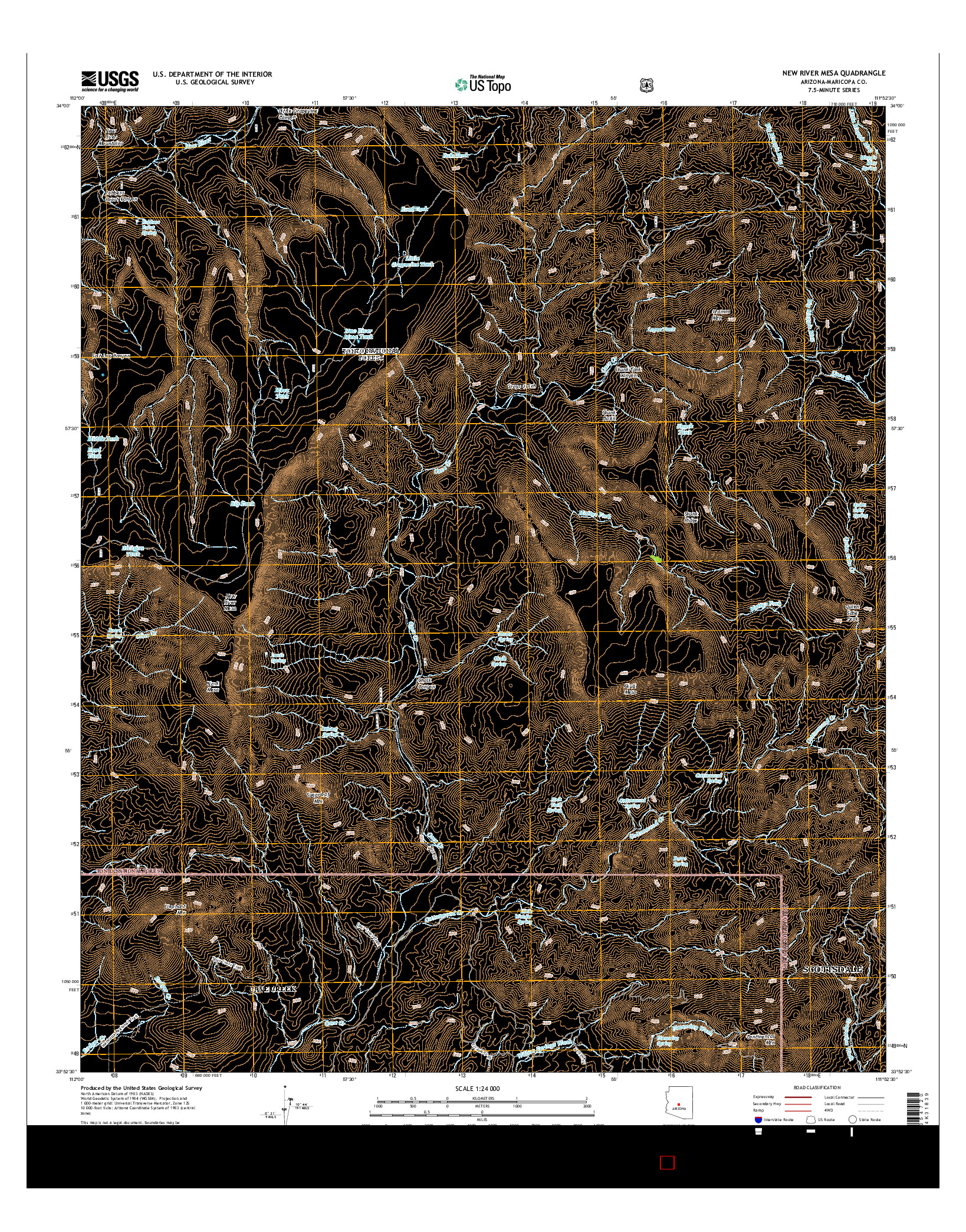 USGS US TOPO 7.5-MINUTE MAP FOR NEW RIVER MESA, AZ 2014
