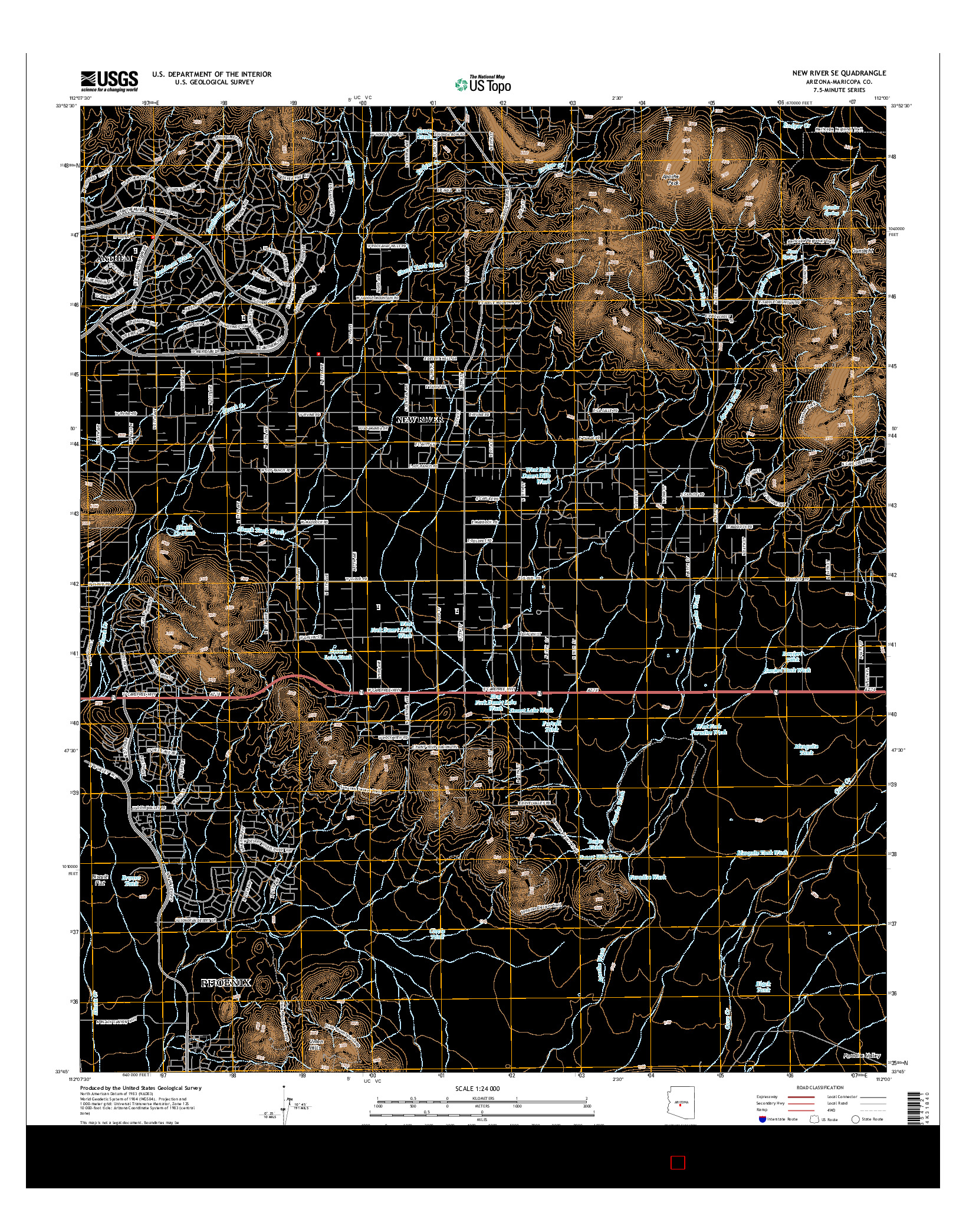 USGS US TOPO 7.5-MINUTE MAP FOR NEW RIVER SE, AZ 2014