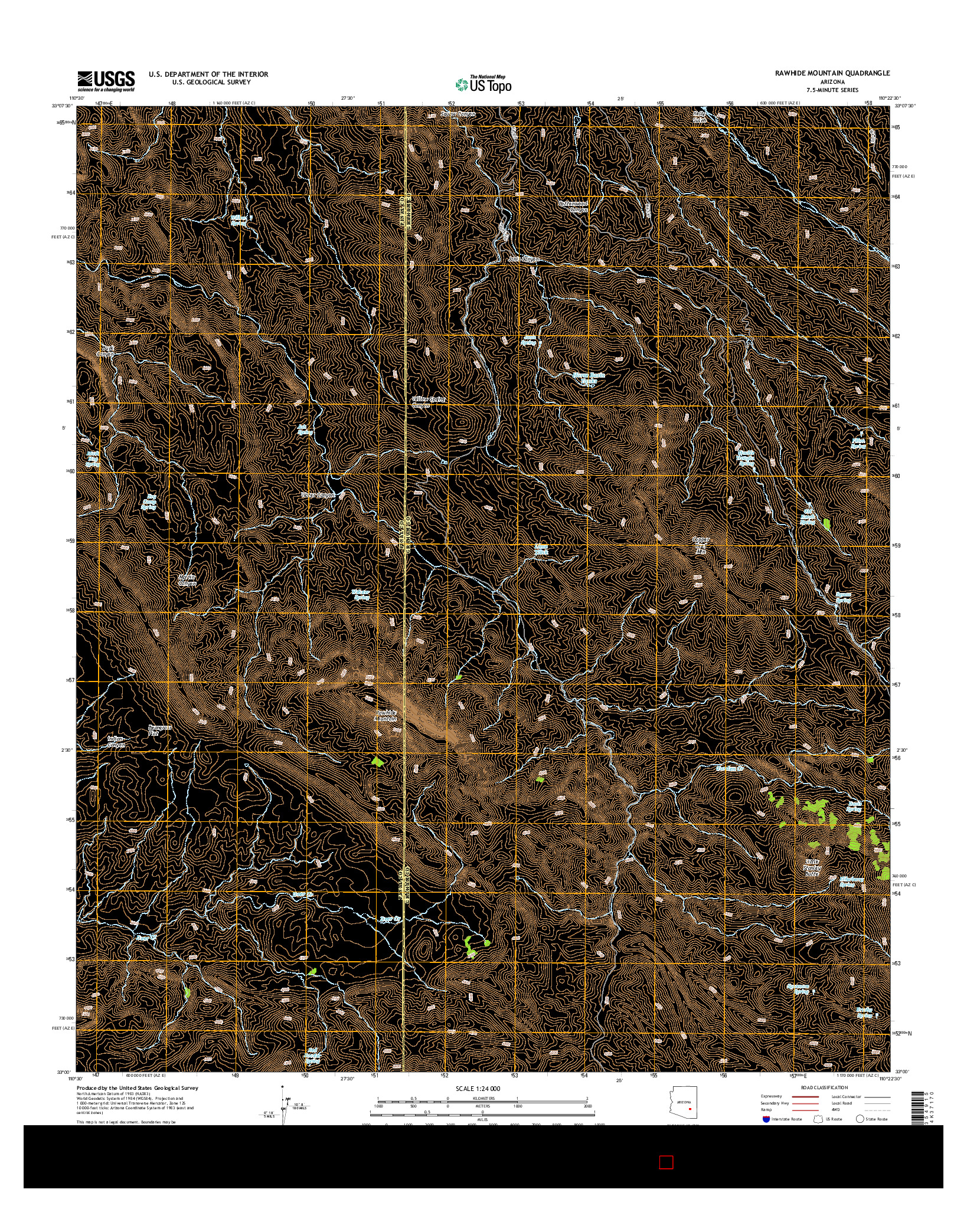 USGS US TOPO 7.5-MINUTE MAP FOR RAWHIDE MOUNTAIN, AZ 2014