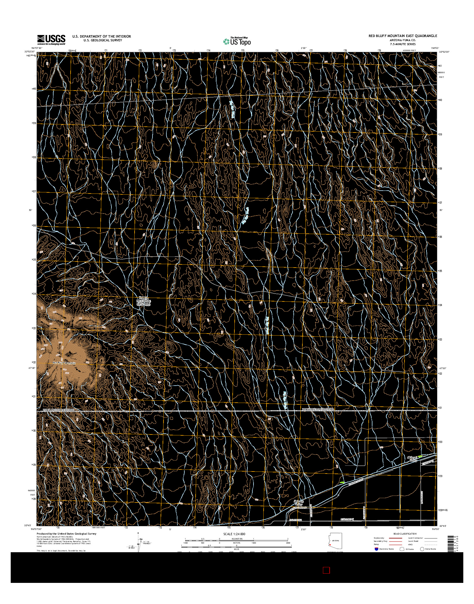 USGS US TOPO 7.5-MINUTE MAP FOR RED BLUFF MOUNTAIN EAST, AZ 2014