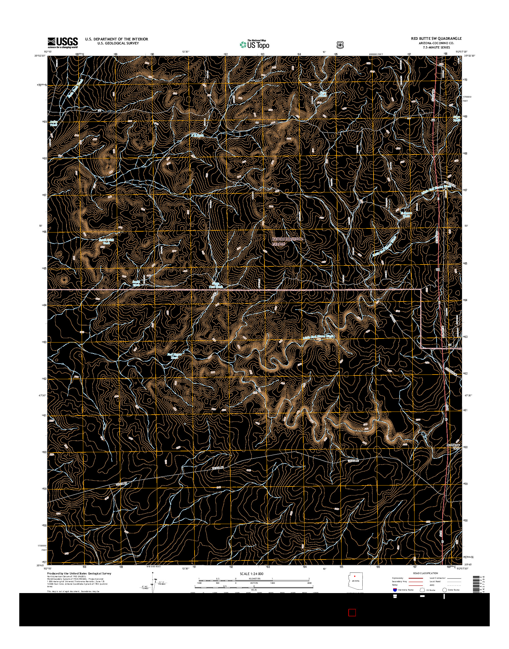 USGS US TOPO 7.5-MINUTE MAP FOR RED BUTTE SW, AZ 2014