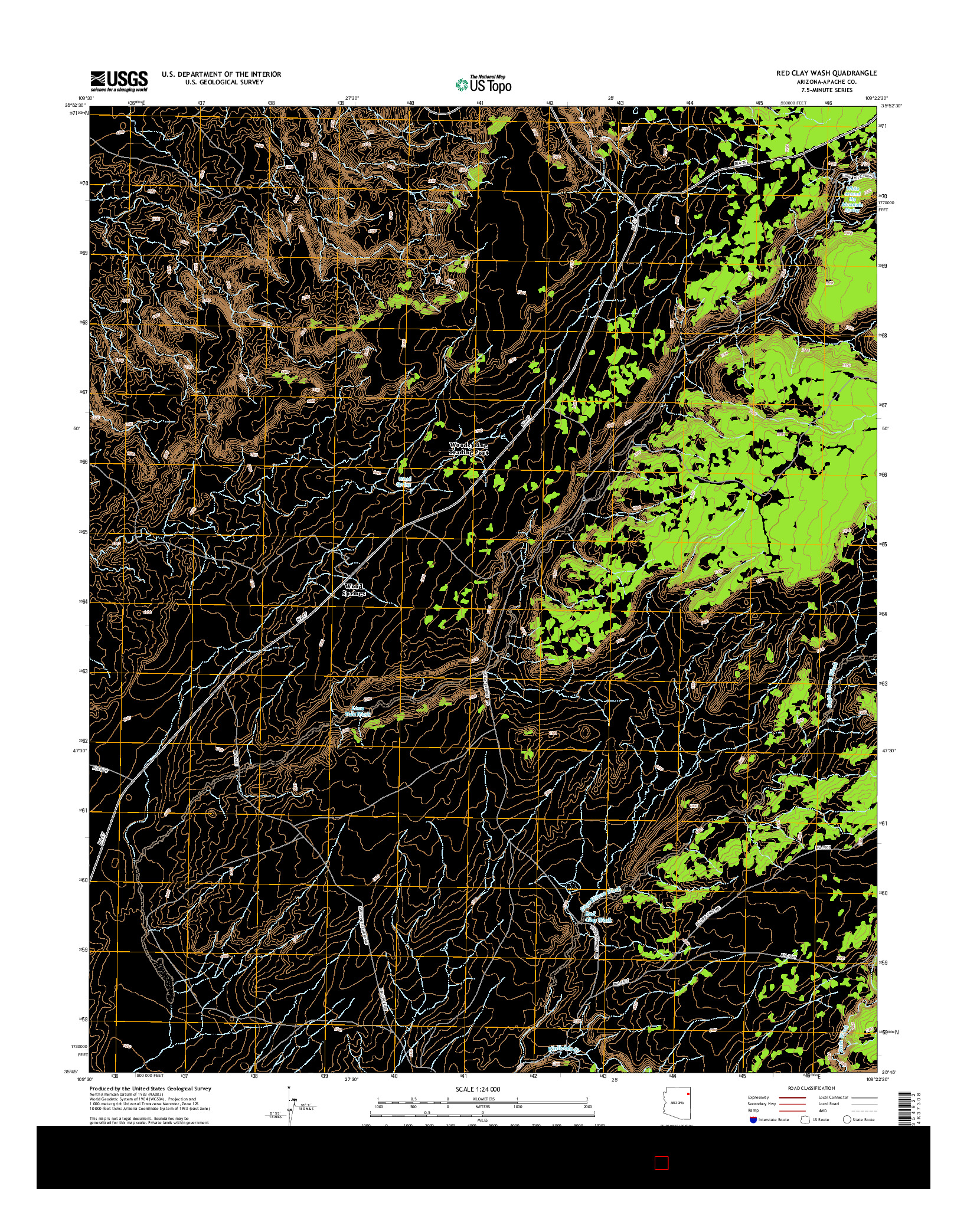 USGS US TOPO 7.5-MINUTE MAP FOR RED CLAY WASH, AZ 2014