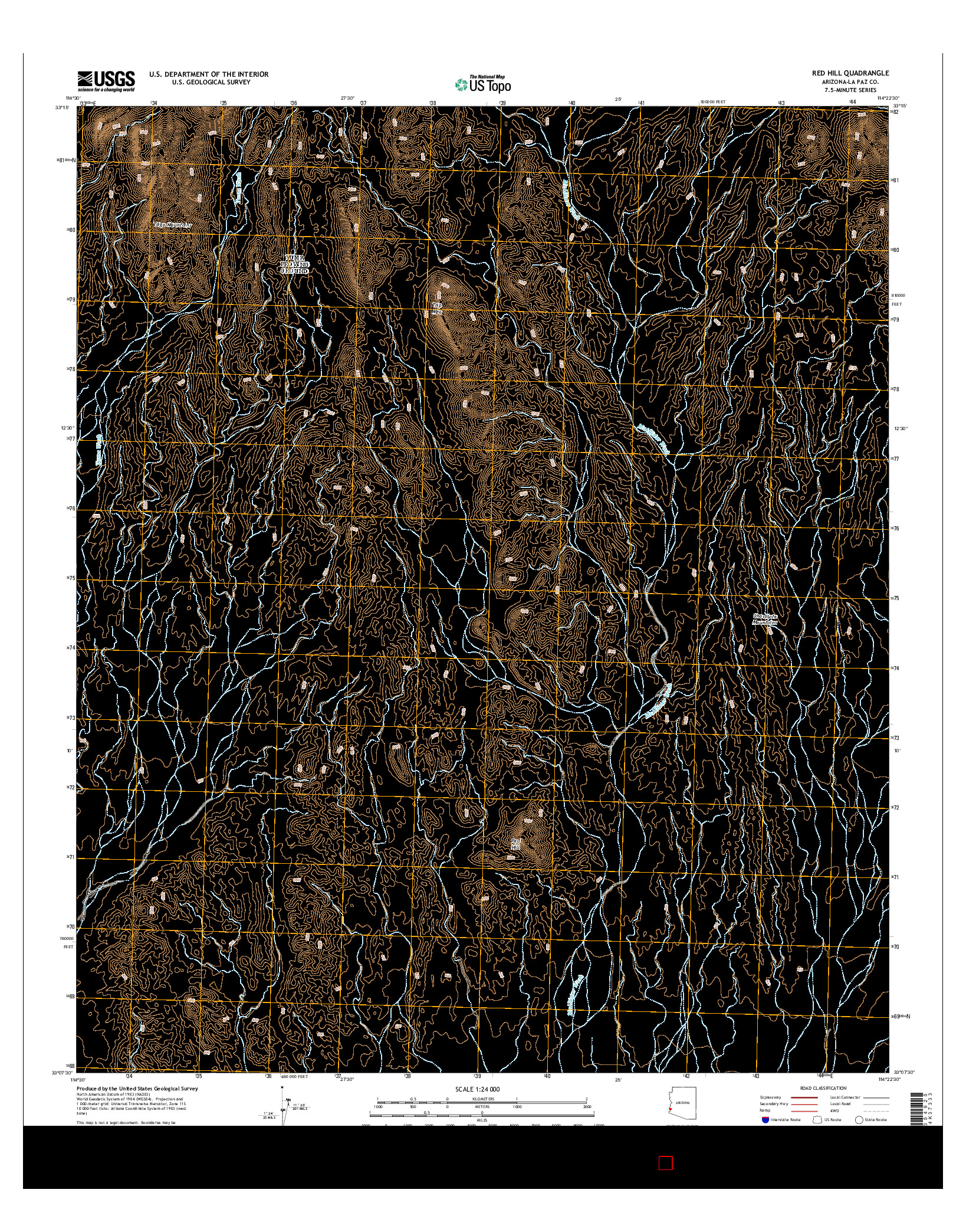 USGS US TOPO 7.5-MINUTE MAP FOR RED HILL, AZ 2014