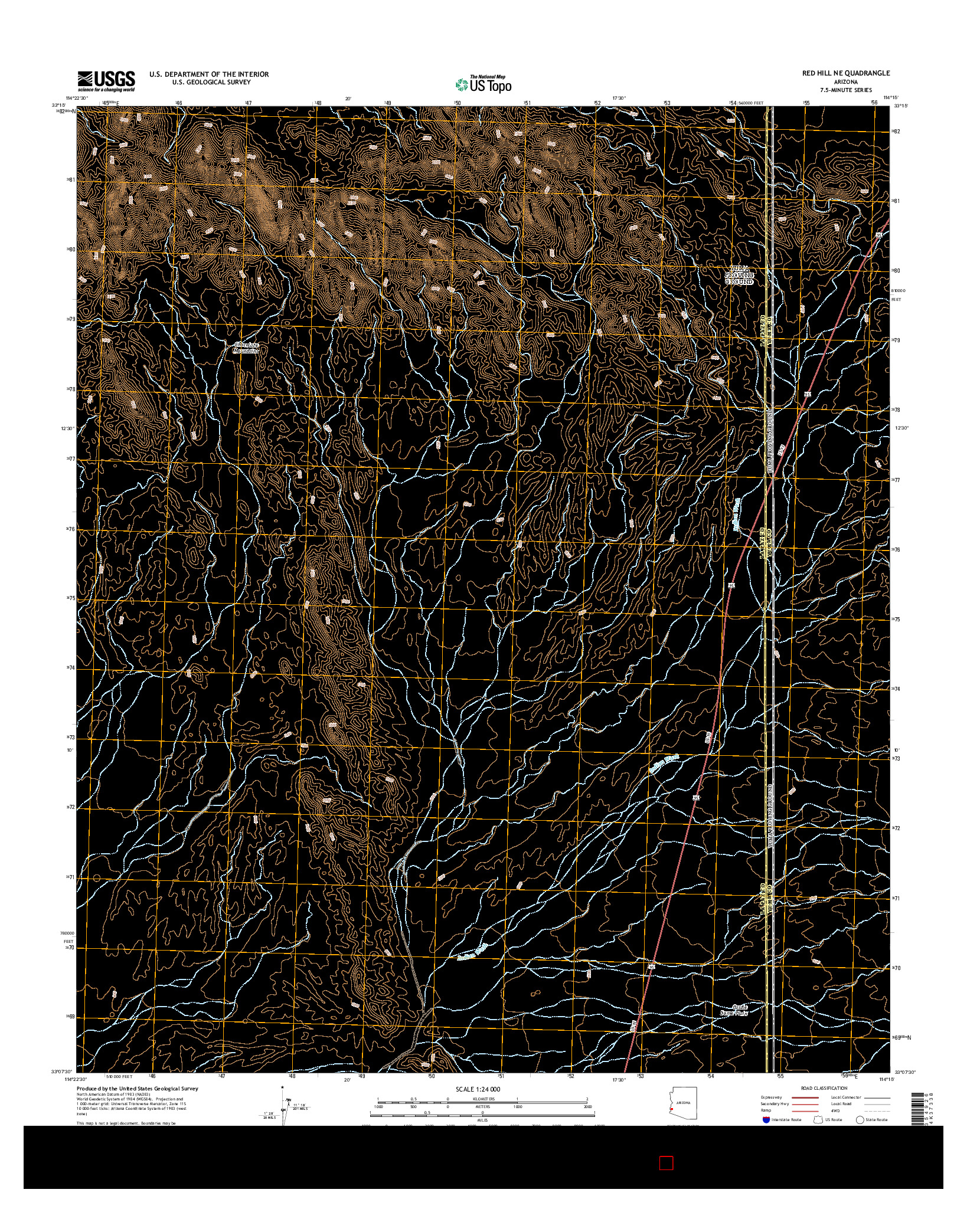 USGS US TOPO 7.5-MINUTE MAP FOR RED HILL NE, AZ 2014