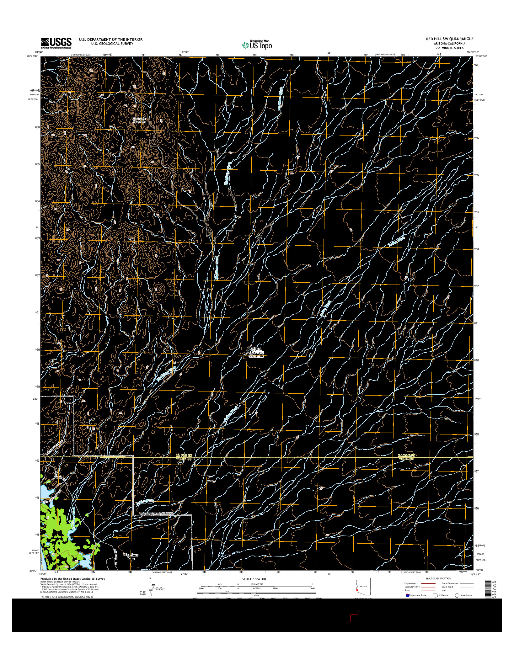 USGS US TOPO 7.5-MINUTE MAP FOR RED HILL SW, AZ-CA 2014