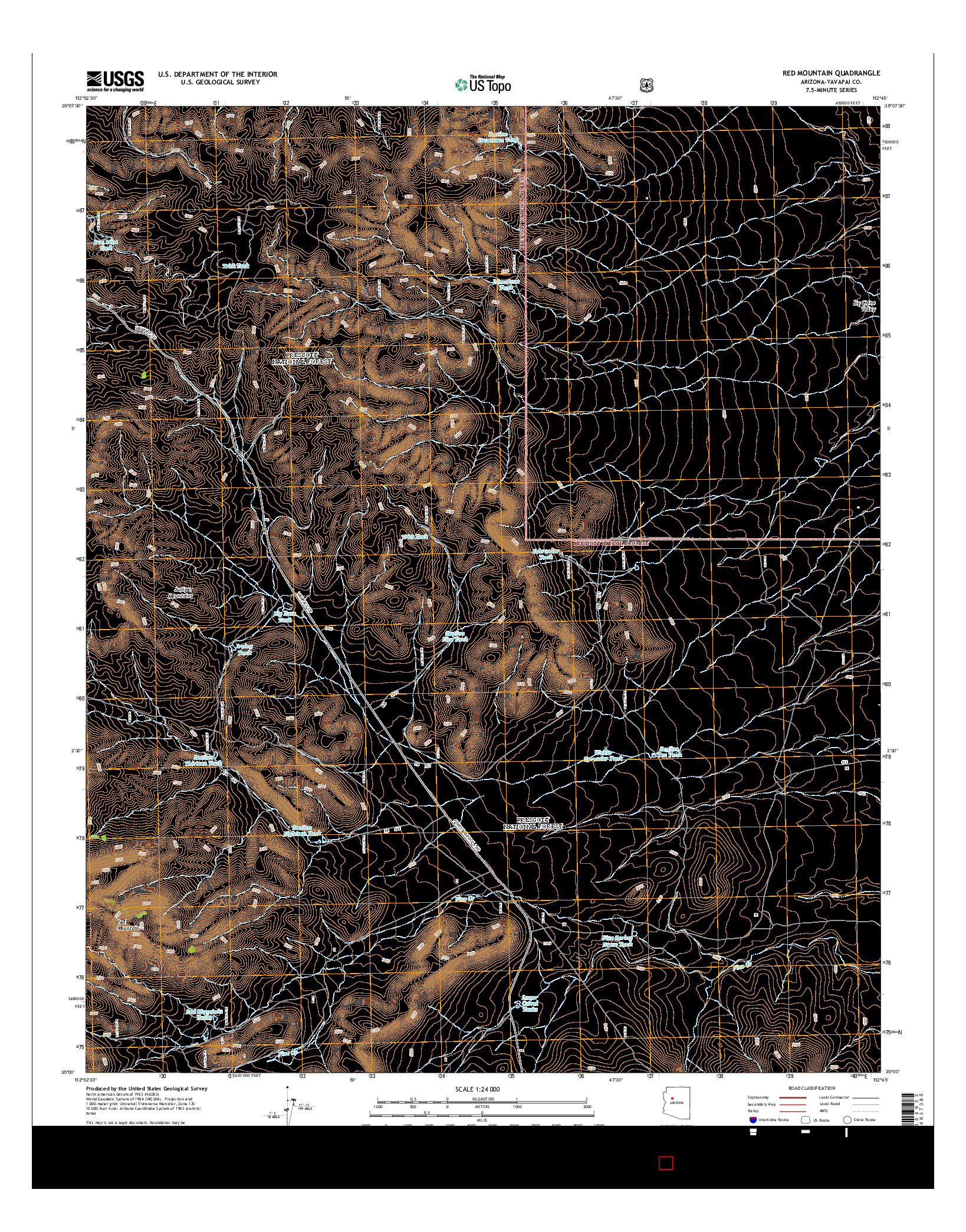 USGS US TOPO 7.5-MINUTE MAP FOR RED MOUNTAIN, AZ 2014