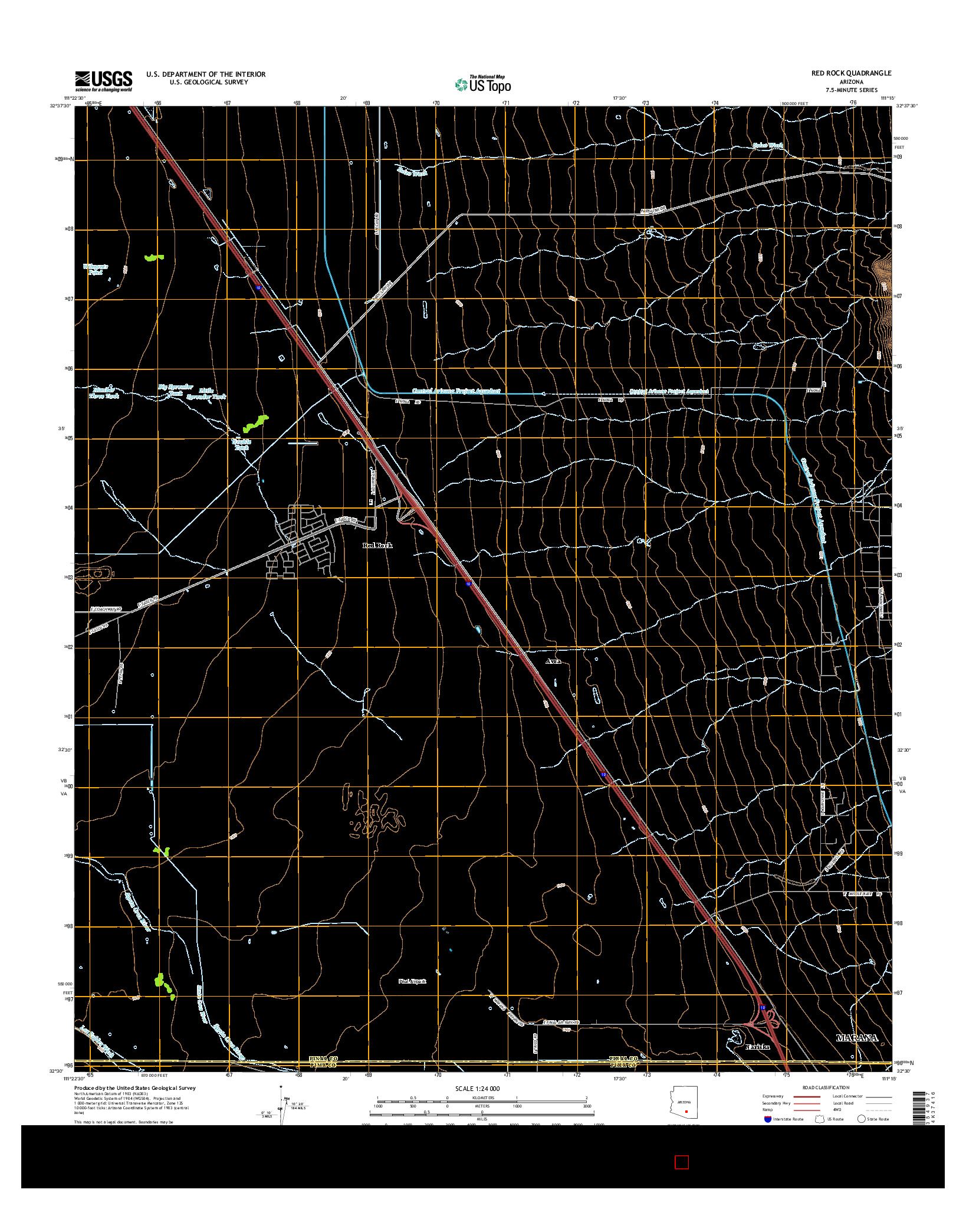 USGS US TOPO 7.5-MINUTE MAP FOR RED ROCK, AZ 2014