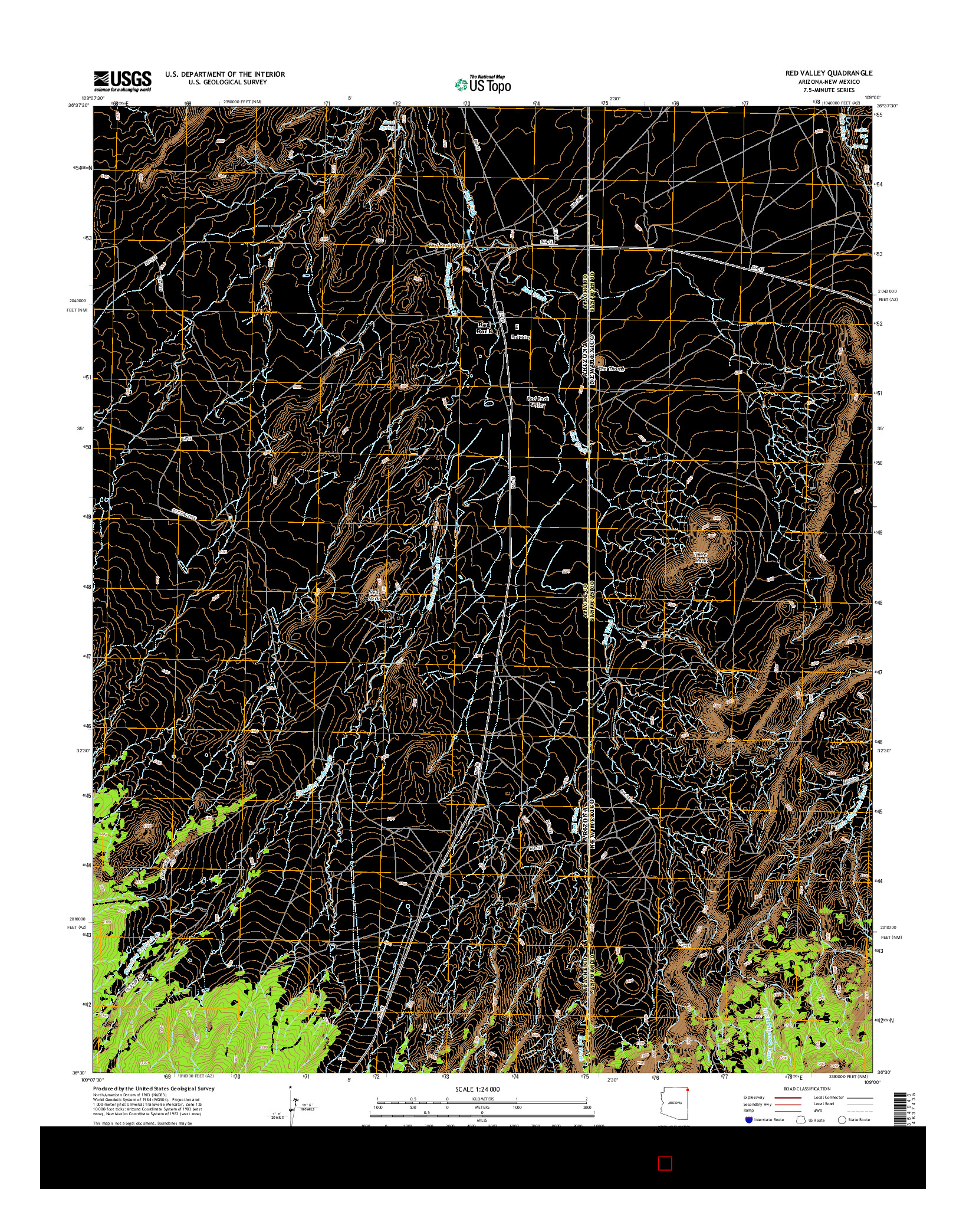 USGS US TOPO 7.5-MINUTE MAP FOR RED VALLEY, AZ-NM 2014