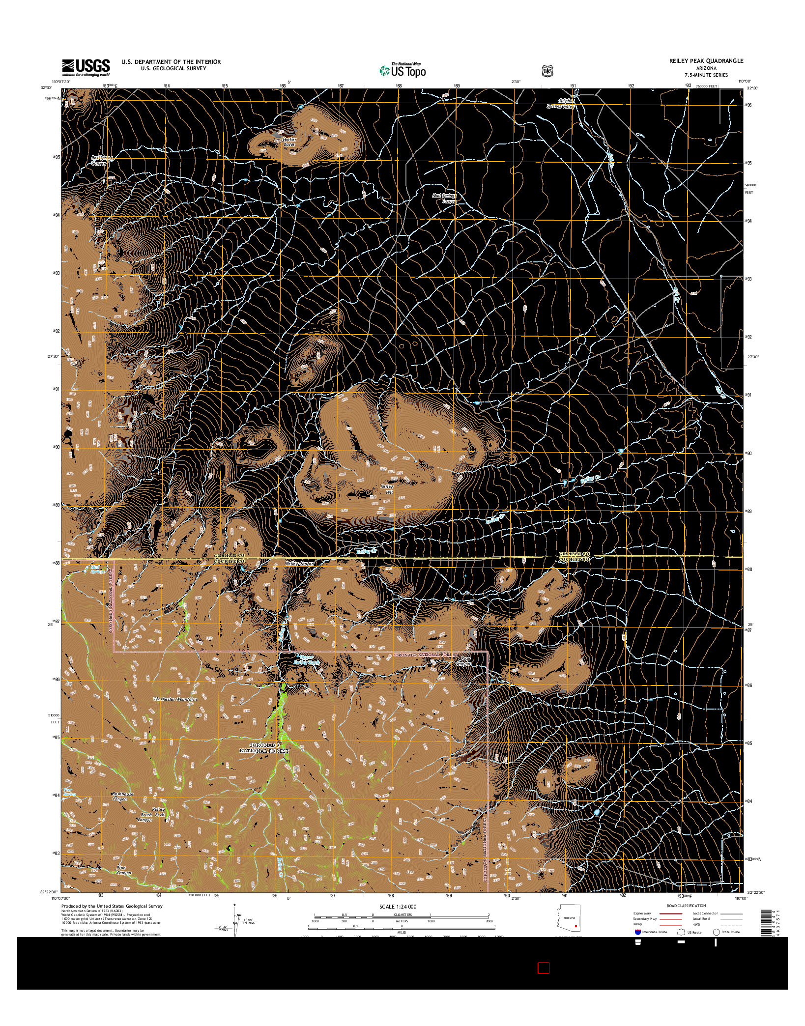 USGS US TOPO 7.5-MINUTE MAP FOR REILEY PEAK, AZ 2014