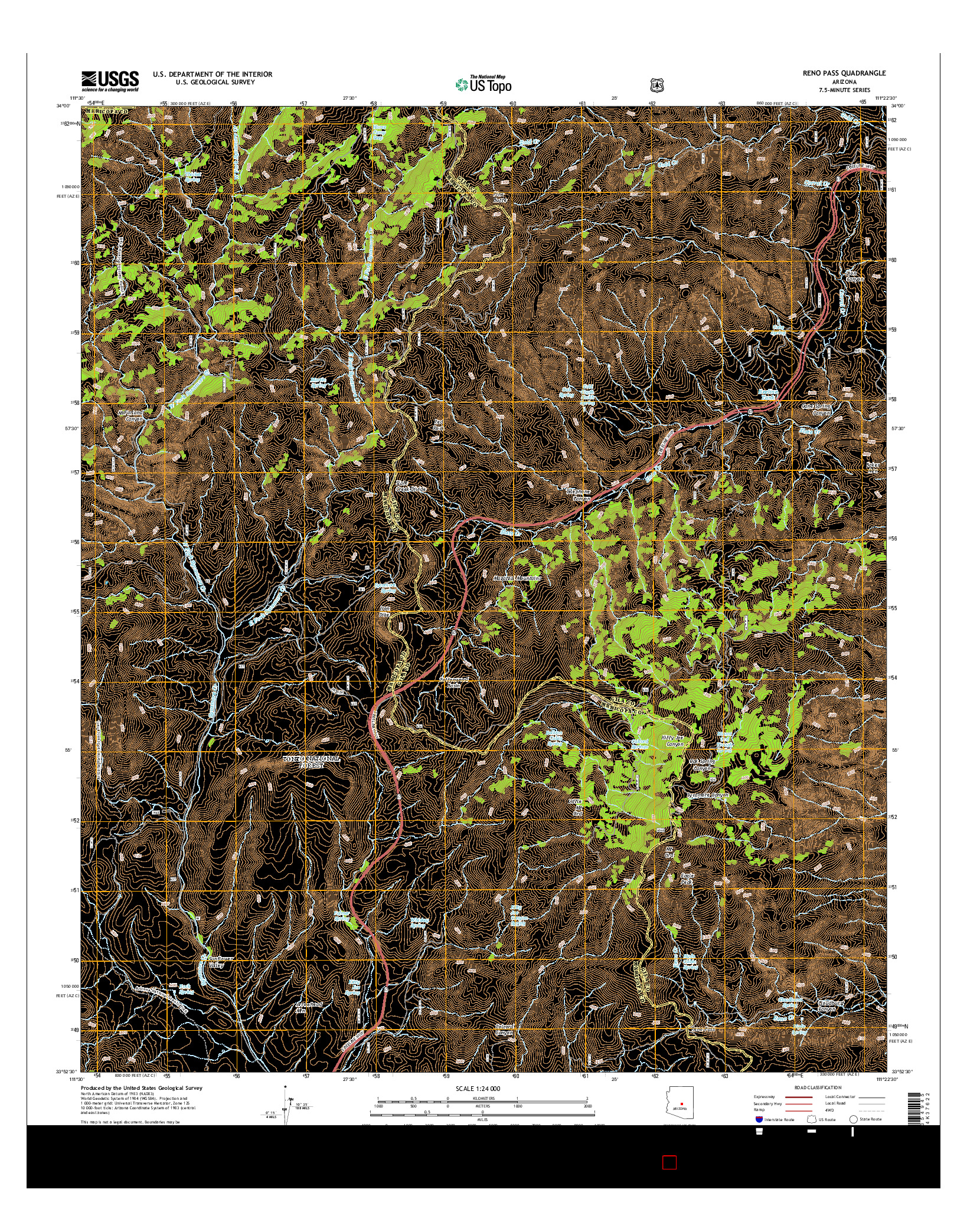 USGS US TOPO 7.5-MINUTE MAP FOR RENO PASS, AZ 2014