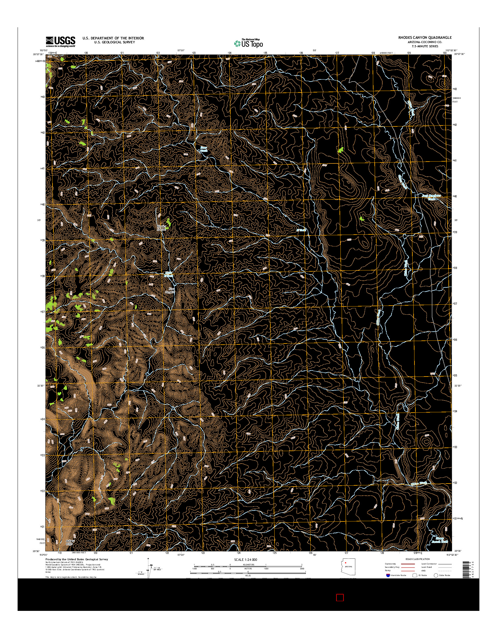 USGS US TOPO 7.5-MINUTE MAP FOR RHODES CANYON, AZ 2014