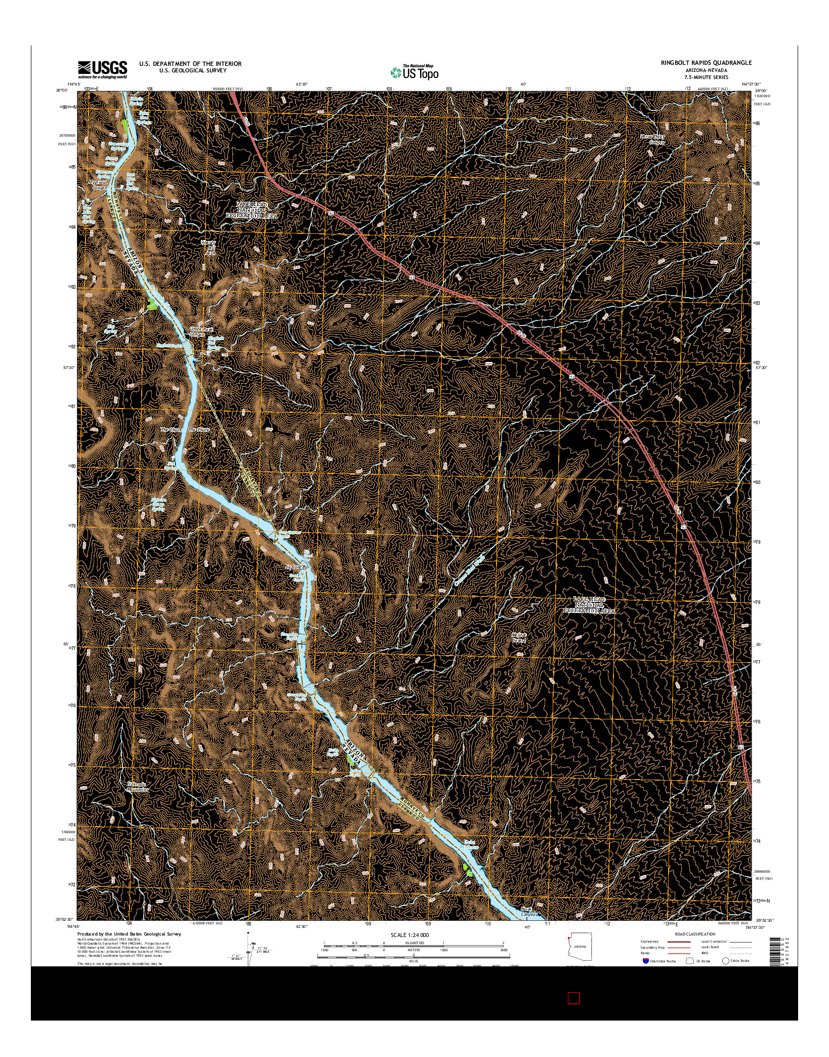 USGS US TOPO 7.5-MINUTE MAP FOR RINGBOLT RAPIDS, AZ-NV 2014