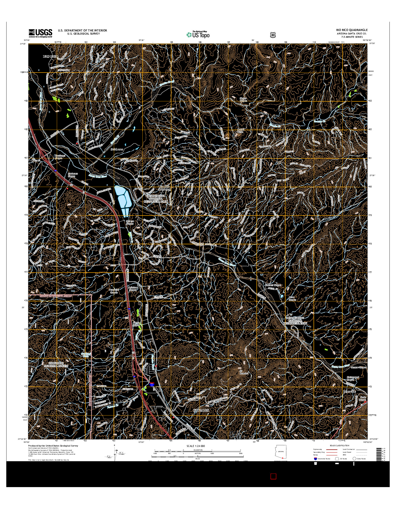 USGS US TOPO 7.5-MINUTE MAP FOR RIO RICO, AZ 2014