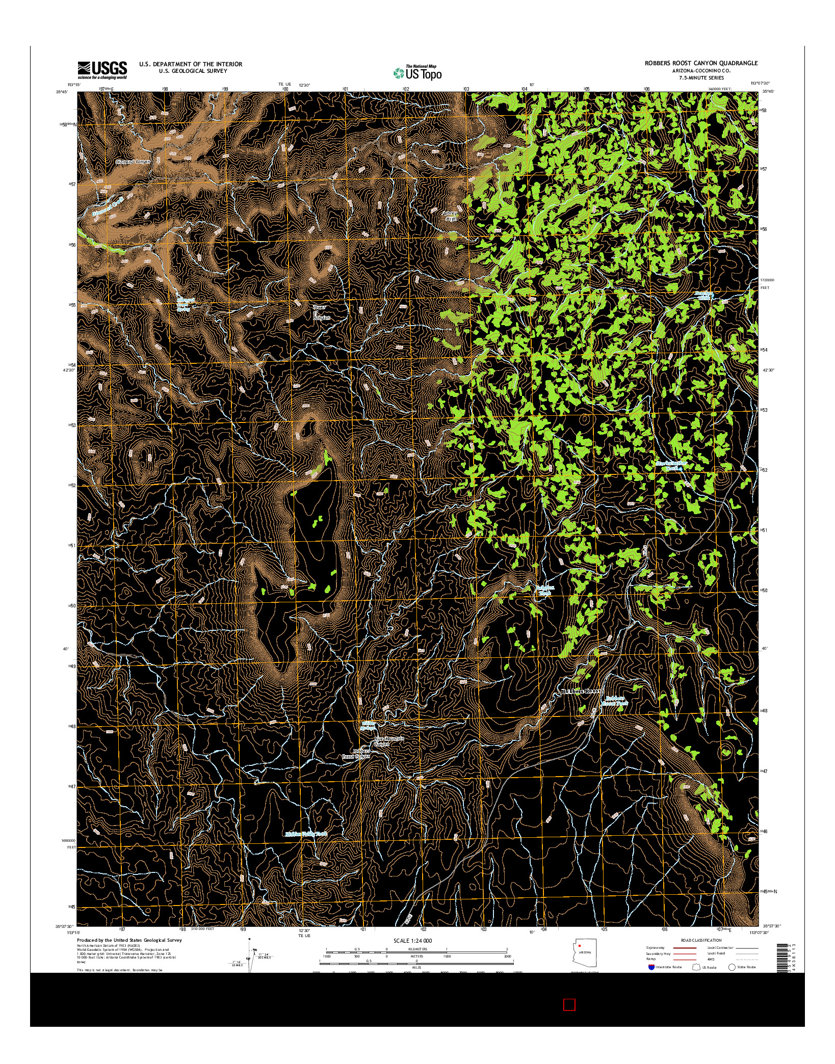 USGS US TOPO 7.5-MINUTE MAP FOR ROBBERS ROOST CANYON, AZ 2014