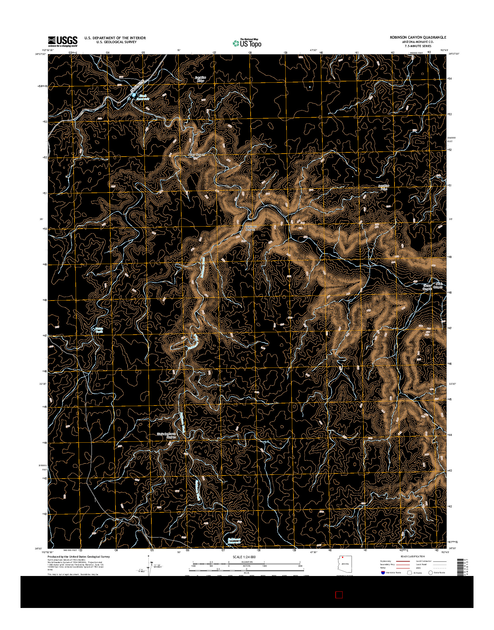 USGS US TOPO 7.5-MINUTE MAP FOR ROBINSON CANYON, AZ 2014