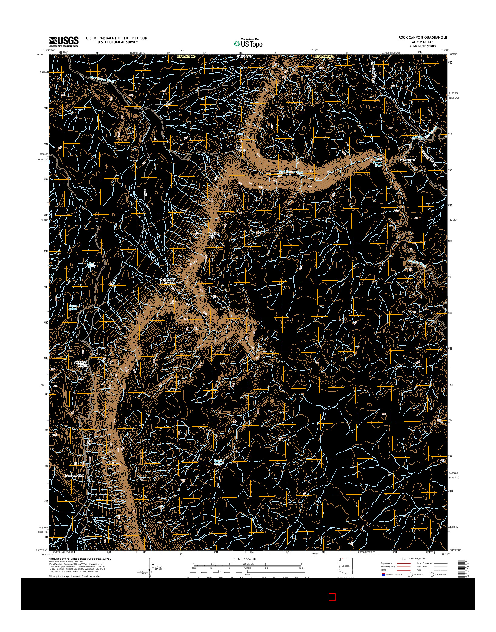 USGS US TOPO 7.5-MINUTE MAP FOR ROCK CANYON, AZ-UT 2014