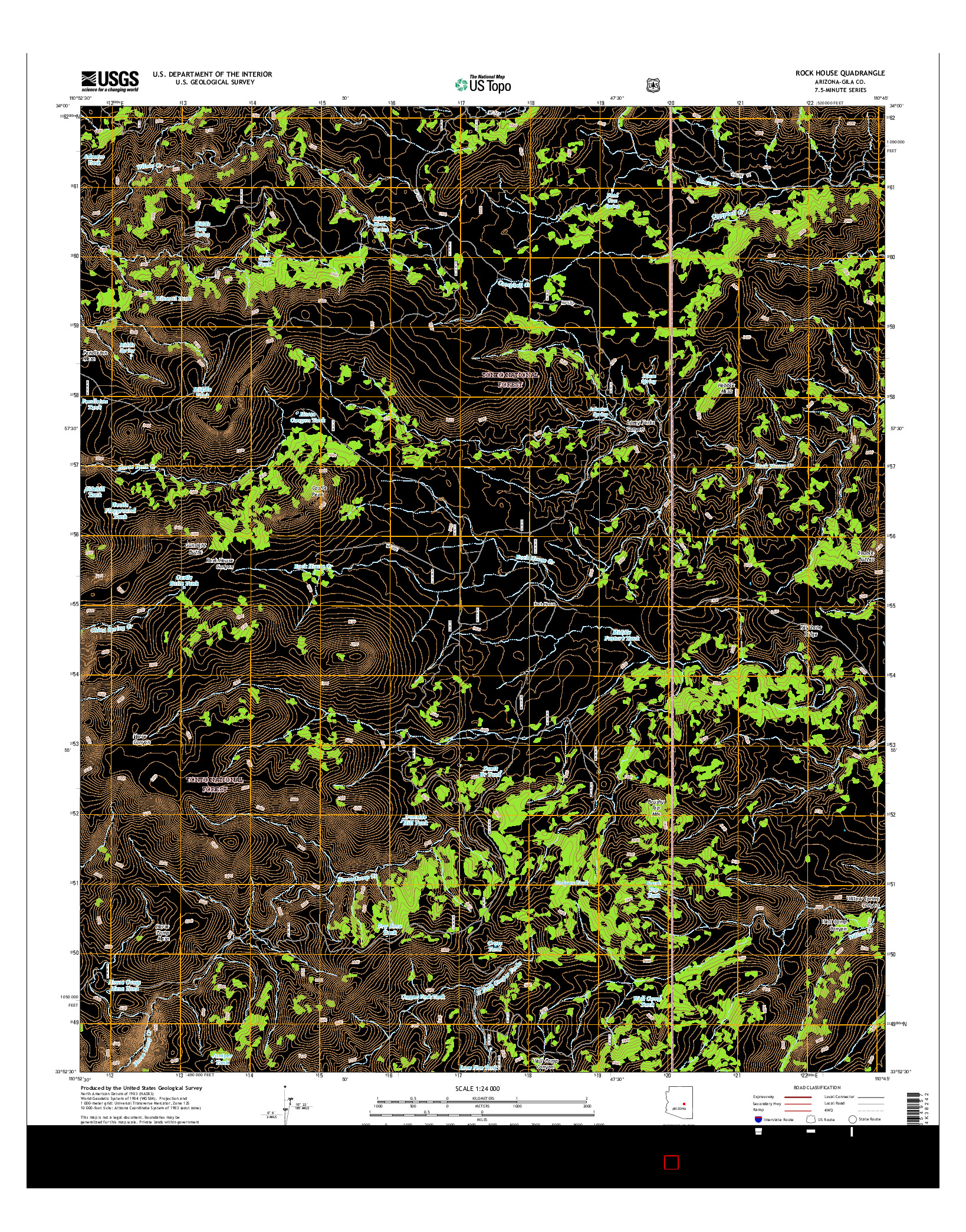 USGS US TOPO 7.5-MINUTE MAP FOR ROCK HOUSE, AZ 2014