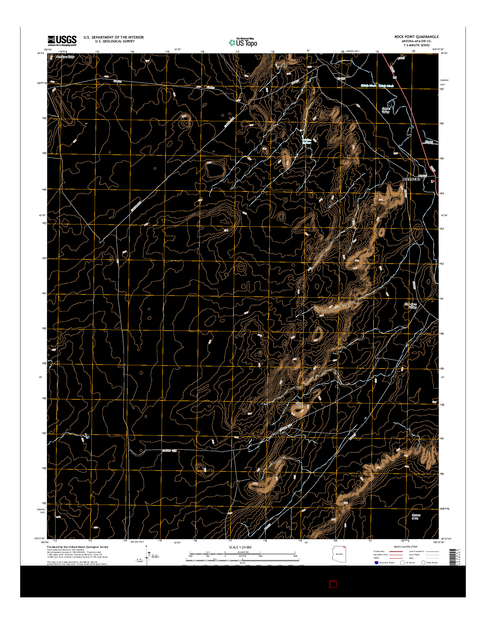 USGS US TOPO 7.5-MINUTE MAP FOR ROCK POINT, AZ 2014