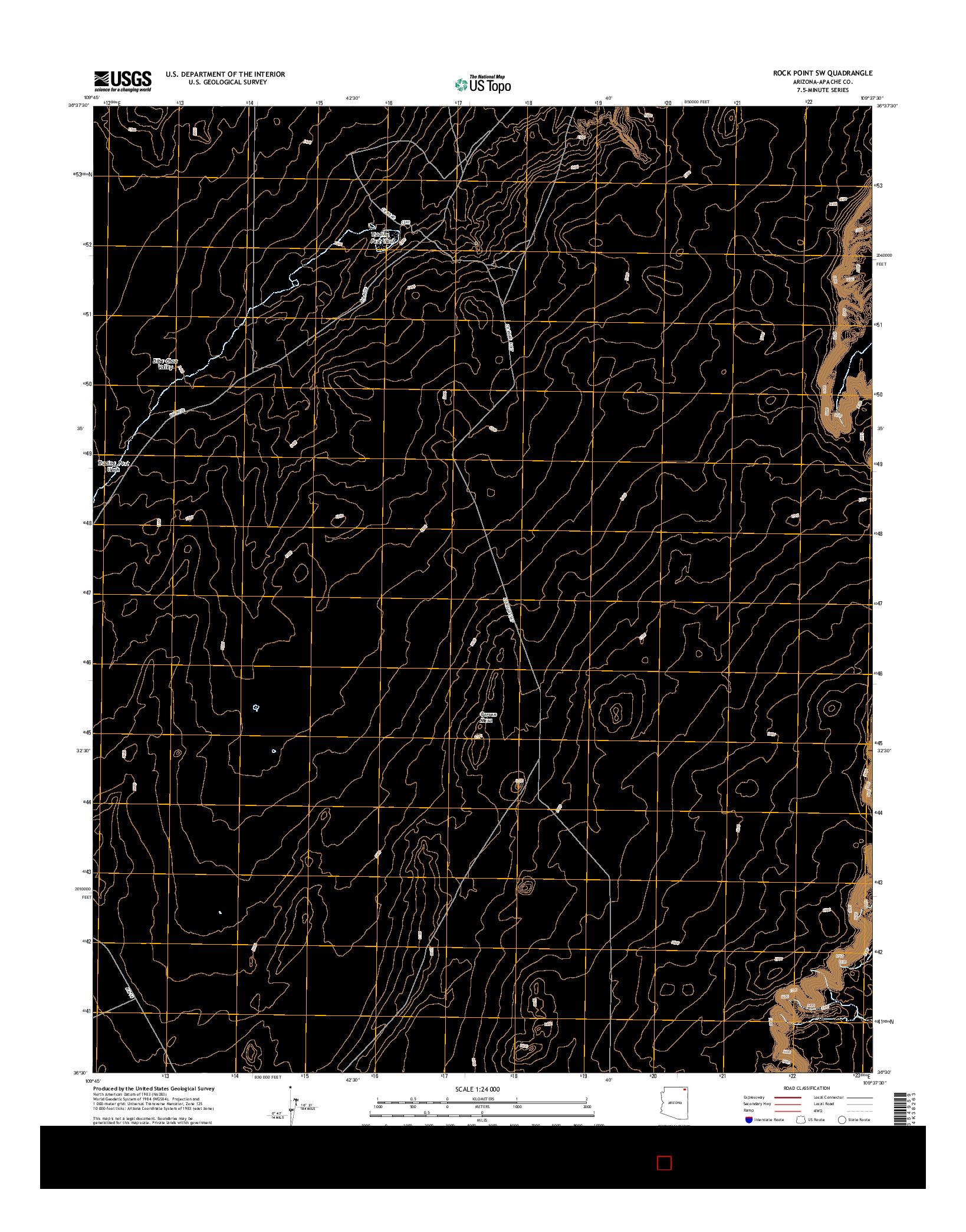 USGS US TOPO 7.5-MINUTE MAP FOR ROCK POINT SW, AZ 2014