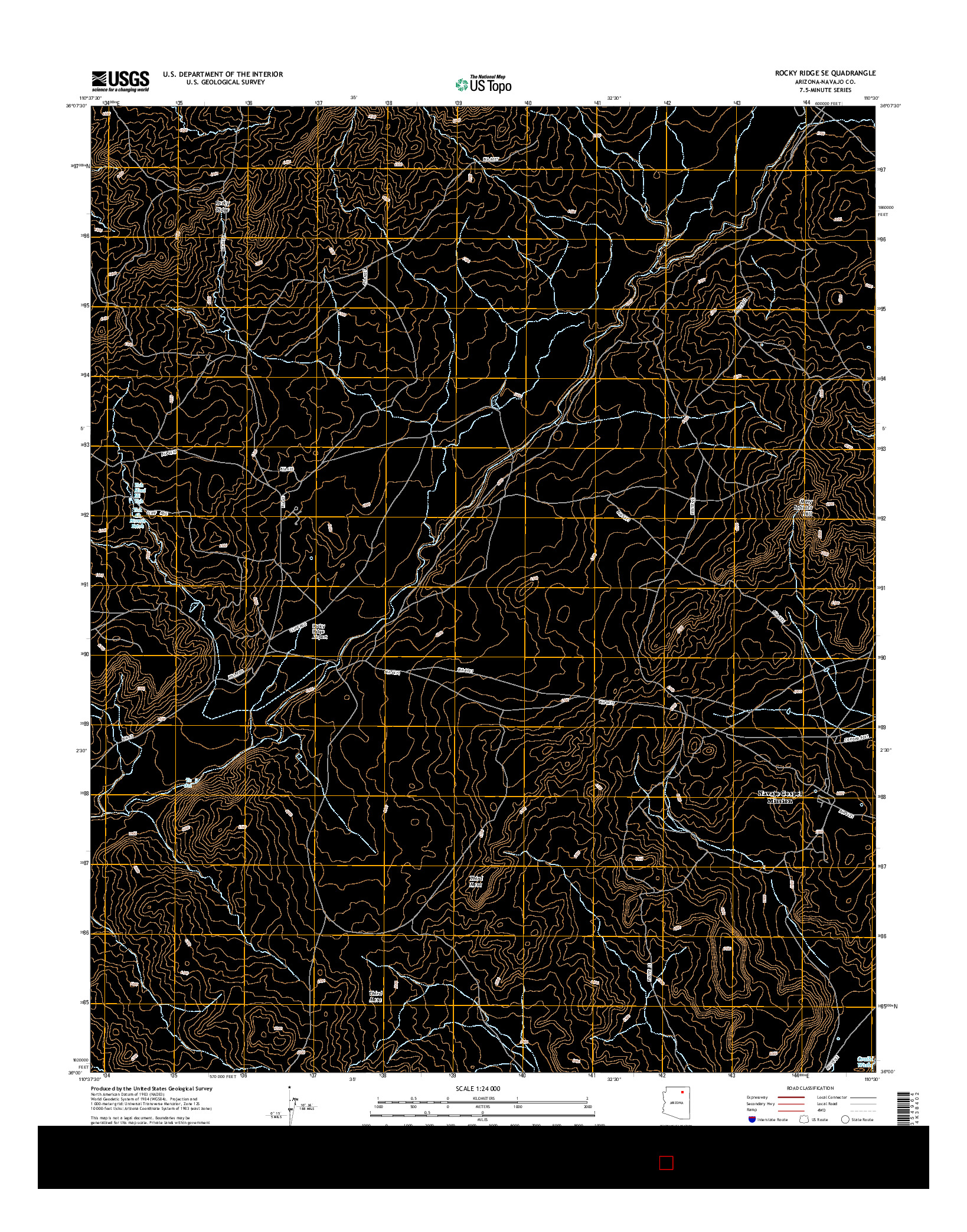 USGS US TOPO 7.5-MINUTE MAP FOR ROCKY RIDGE SE, AZ 2014