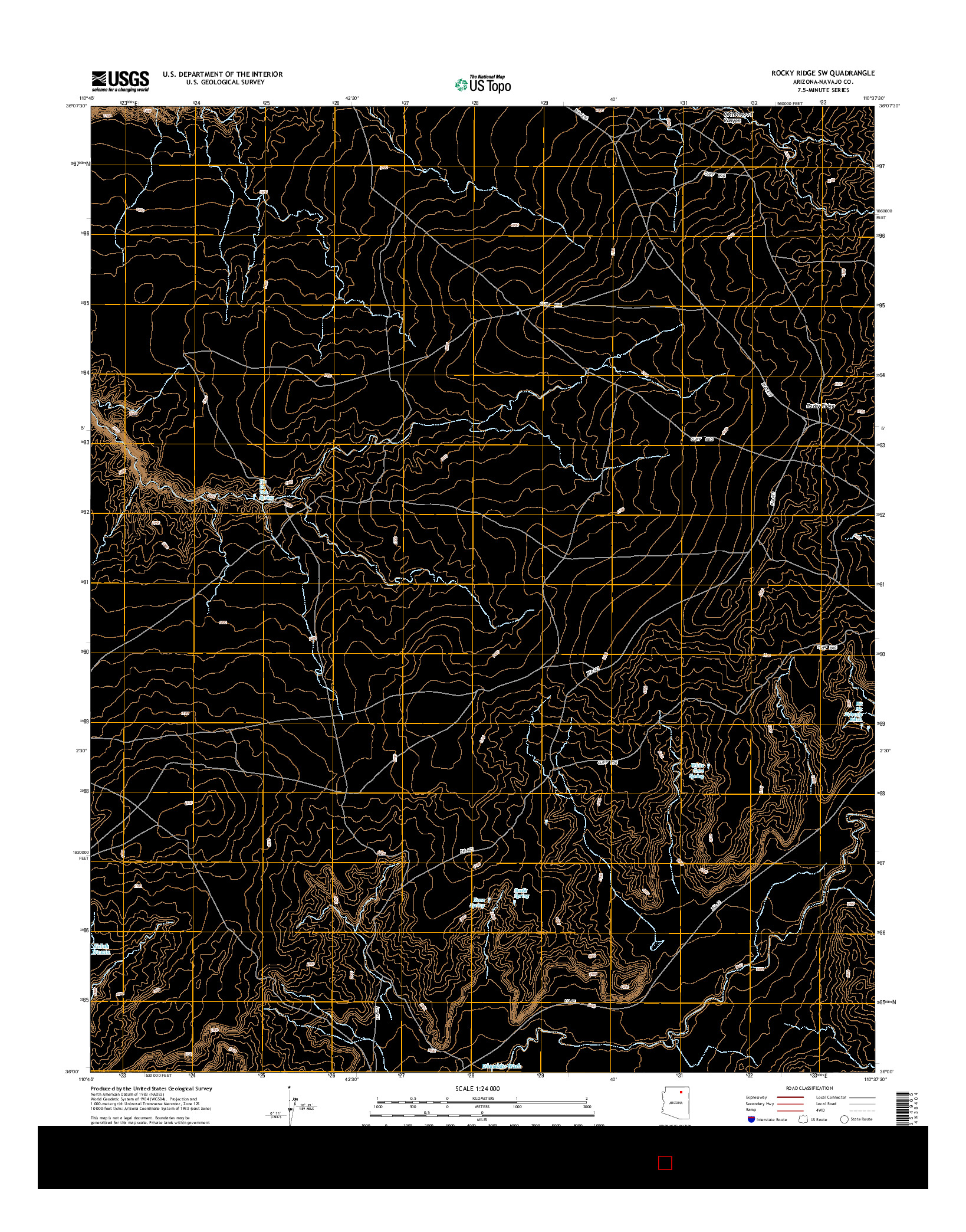 USGS US TOPO 7.5-MINUTE MAP FOR ROCKY RIDGE SW, AZ 2014