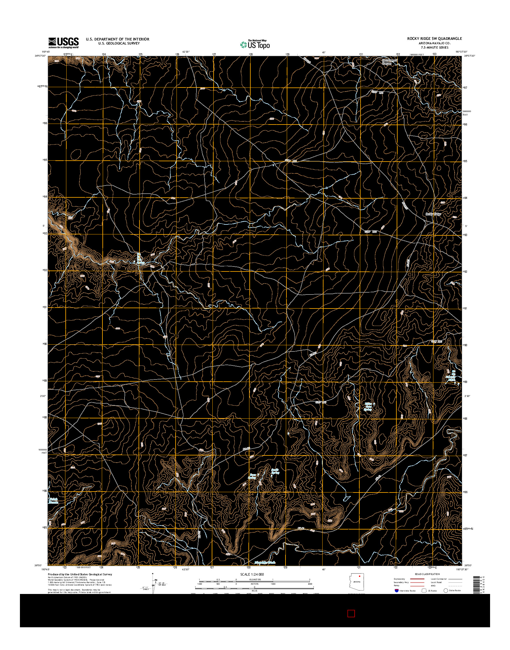 USGS US TOPO 7.5-MINUTE MAP FOR ROCKY RIDGE SW, AZ 2014
