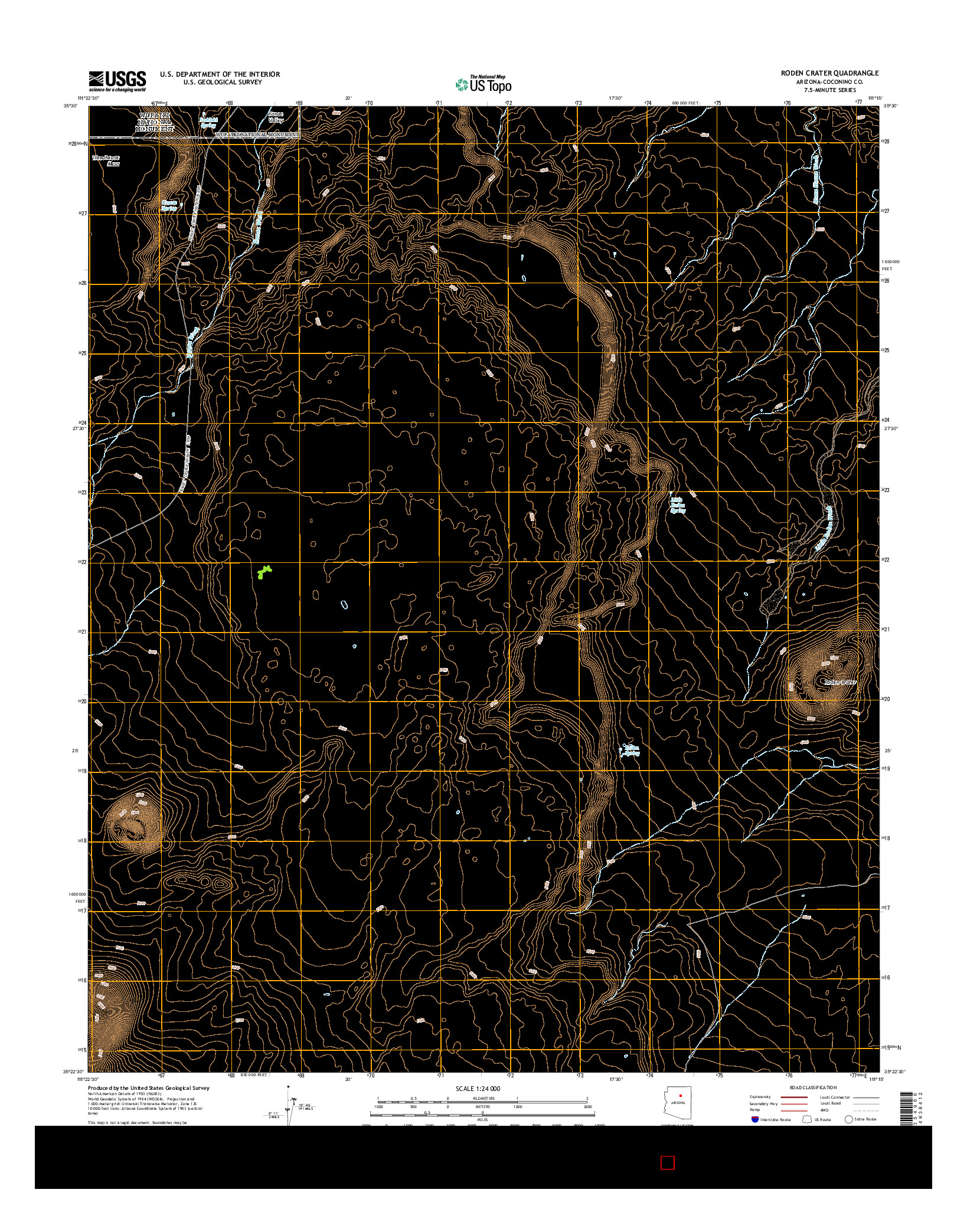 USGS US TOPO 7.5-MINUTE MAP FOR RODEN CRATER, AZ 2014
