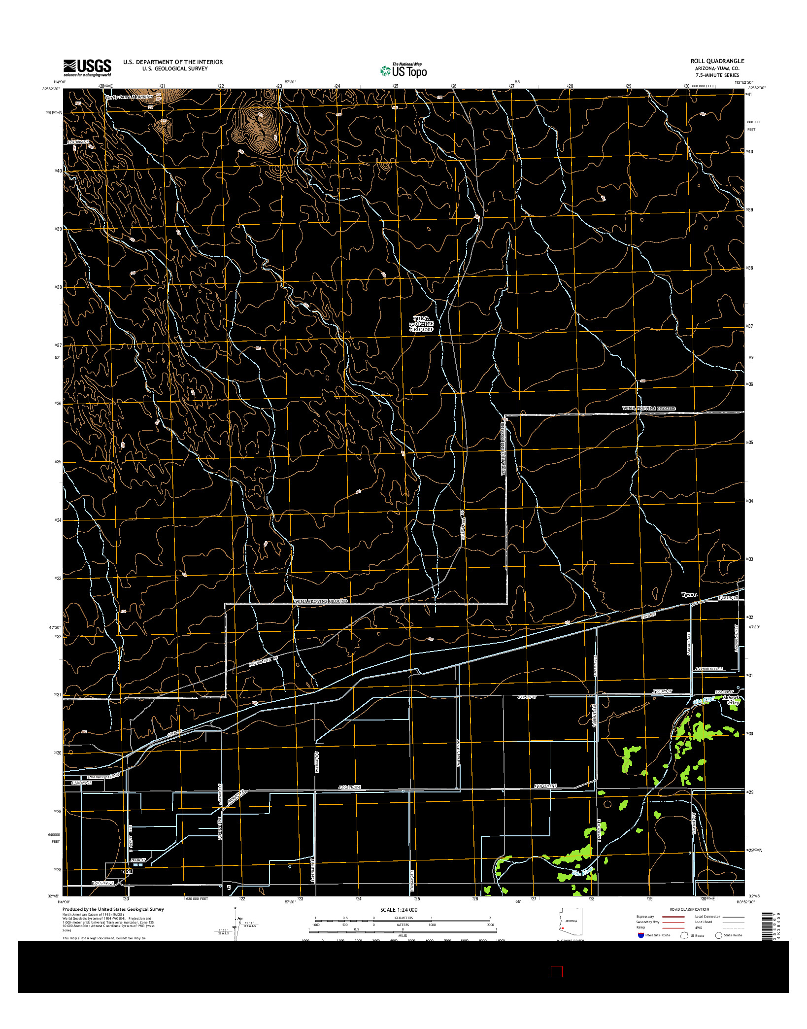 USGS US TOPO 7.5-MINUTE MAP FOR ROLL, AZ 2014