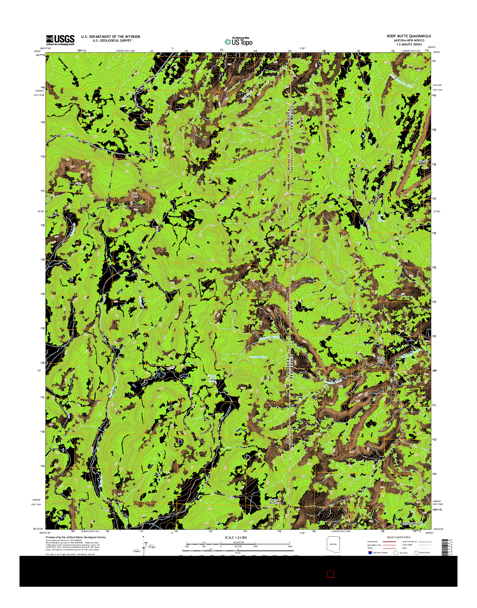 USGS US TOPO 7.5-MINUTE MAP FOR ROOF BUTTE, AZ-NM 2014