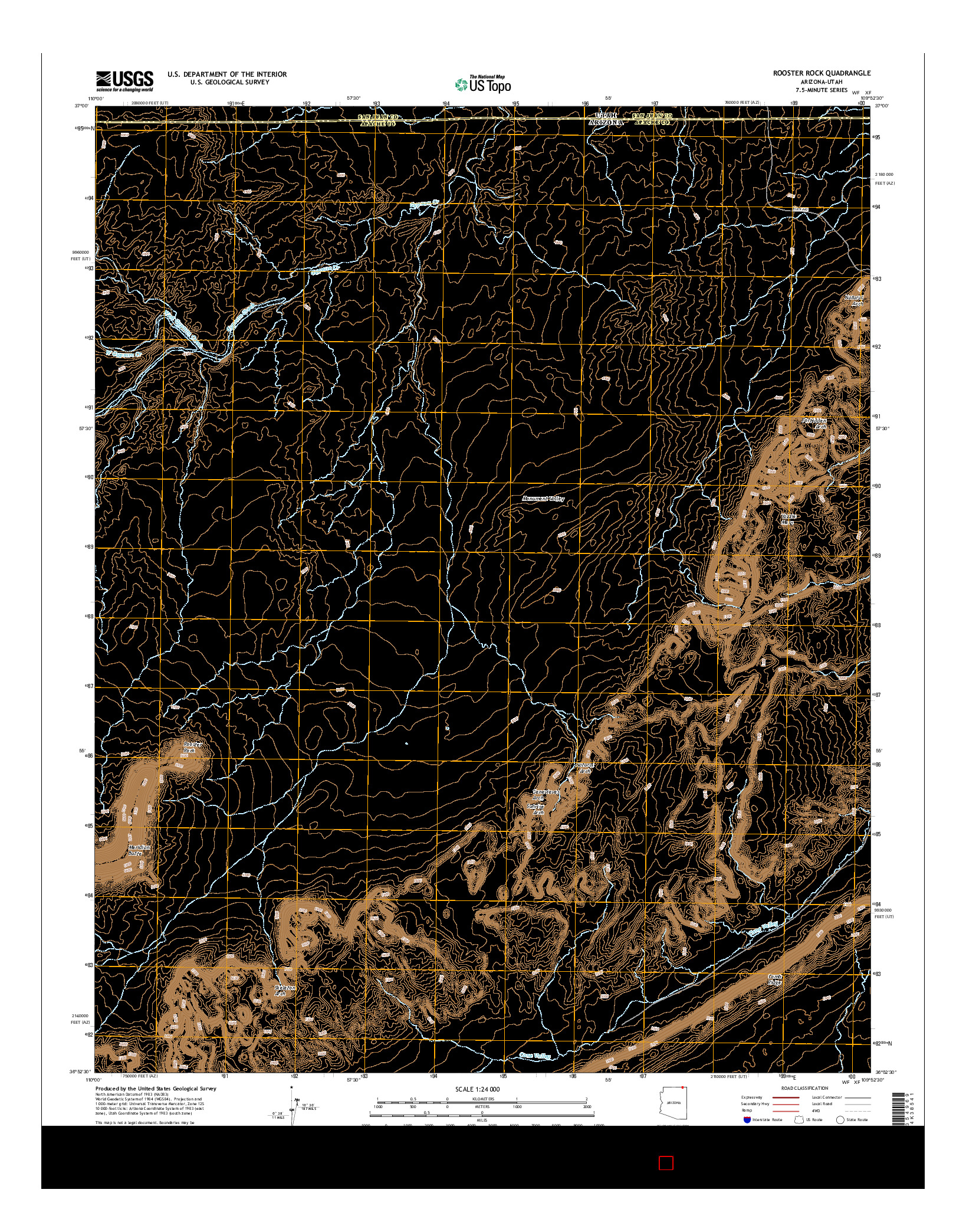 USGS US TOPO 7.5-MINUTE MAP FOR ROOSTER ROCK, AZ-UT 2014