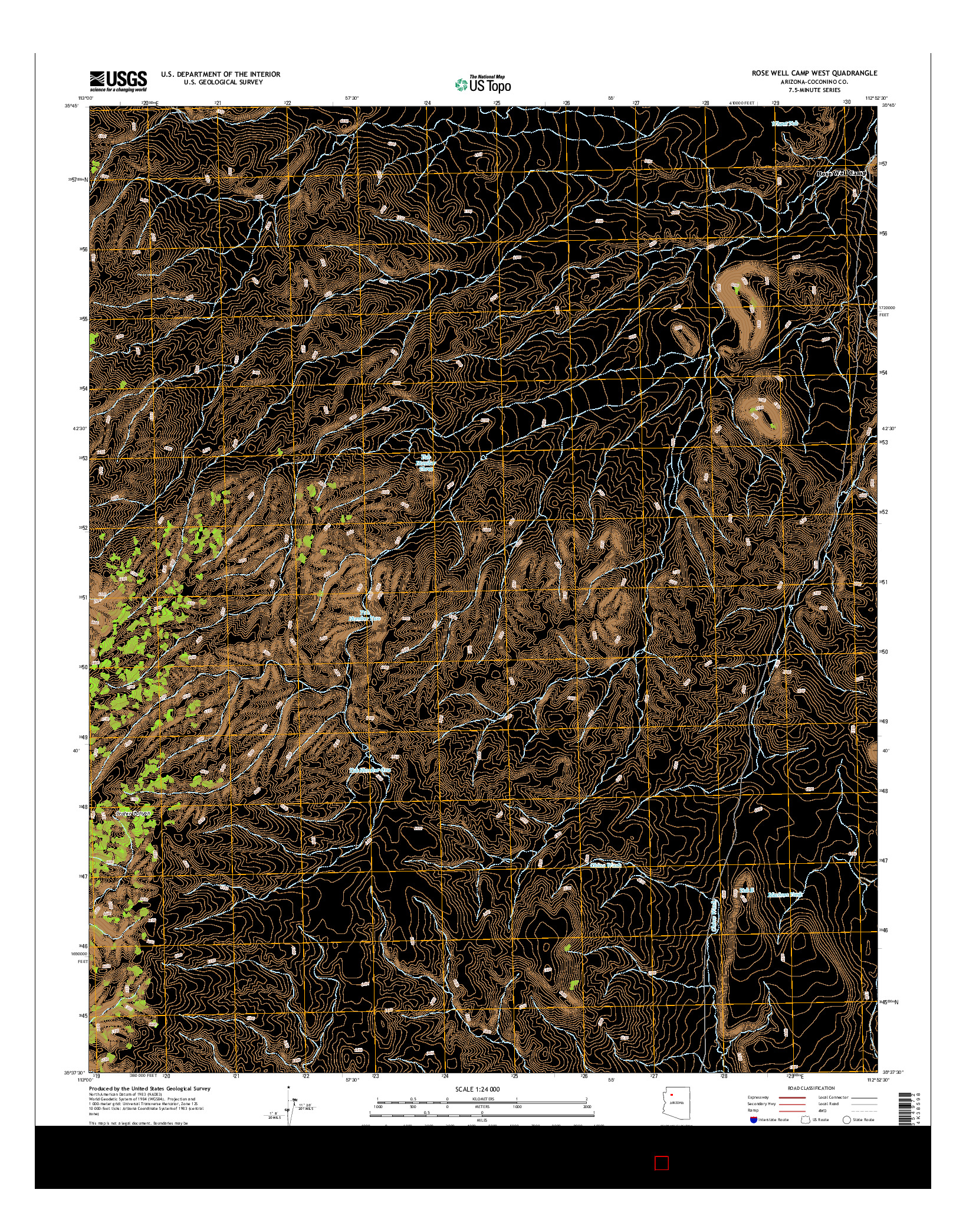 USGS US TOPO 7.5-MINUTE MAP FOR ROSE WELL CAMP WEST, AZ 2014