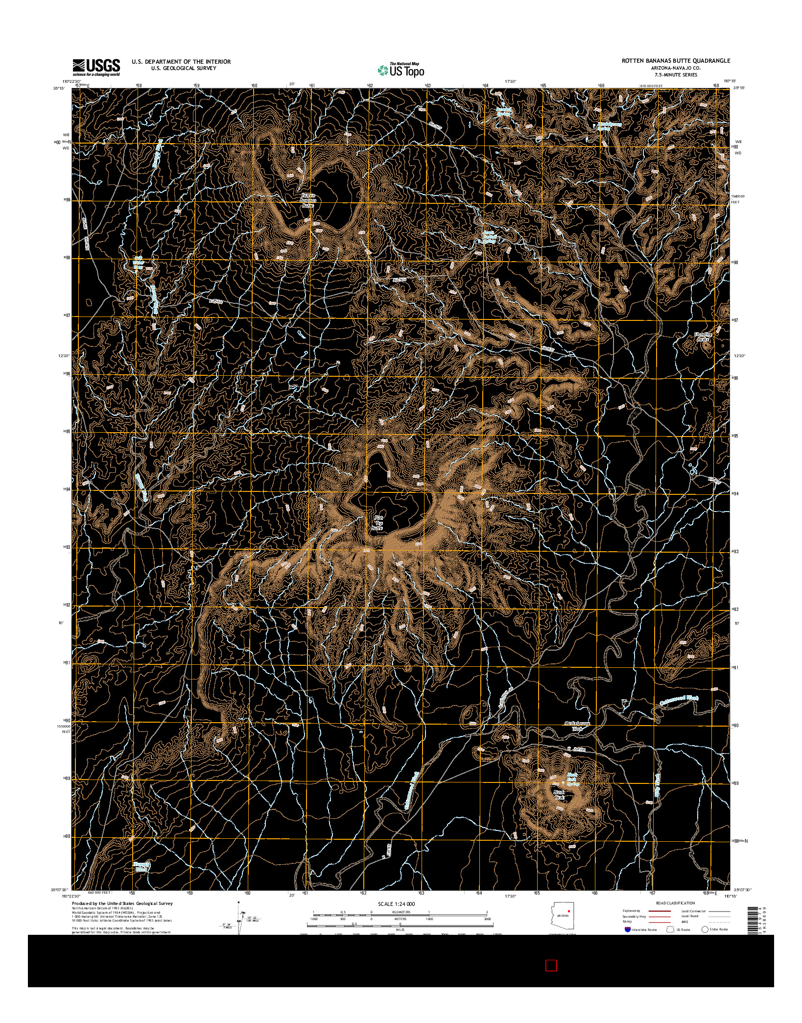 USGS US TOPO 7.5-MINUTE MAP FOR ROTTEN BANANAS BUTTE, AZ 2014