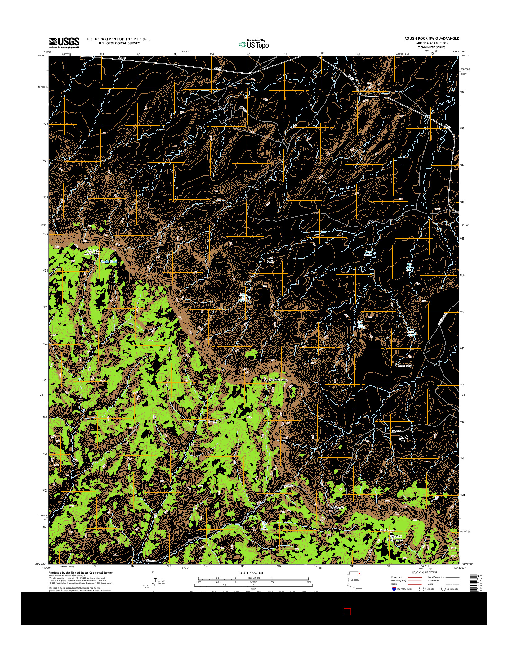 USGS US TOPO 7.5-MINUTE MAP FOR ROUGH ROCK NW, AZ 2014