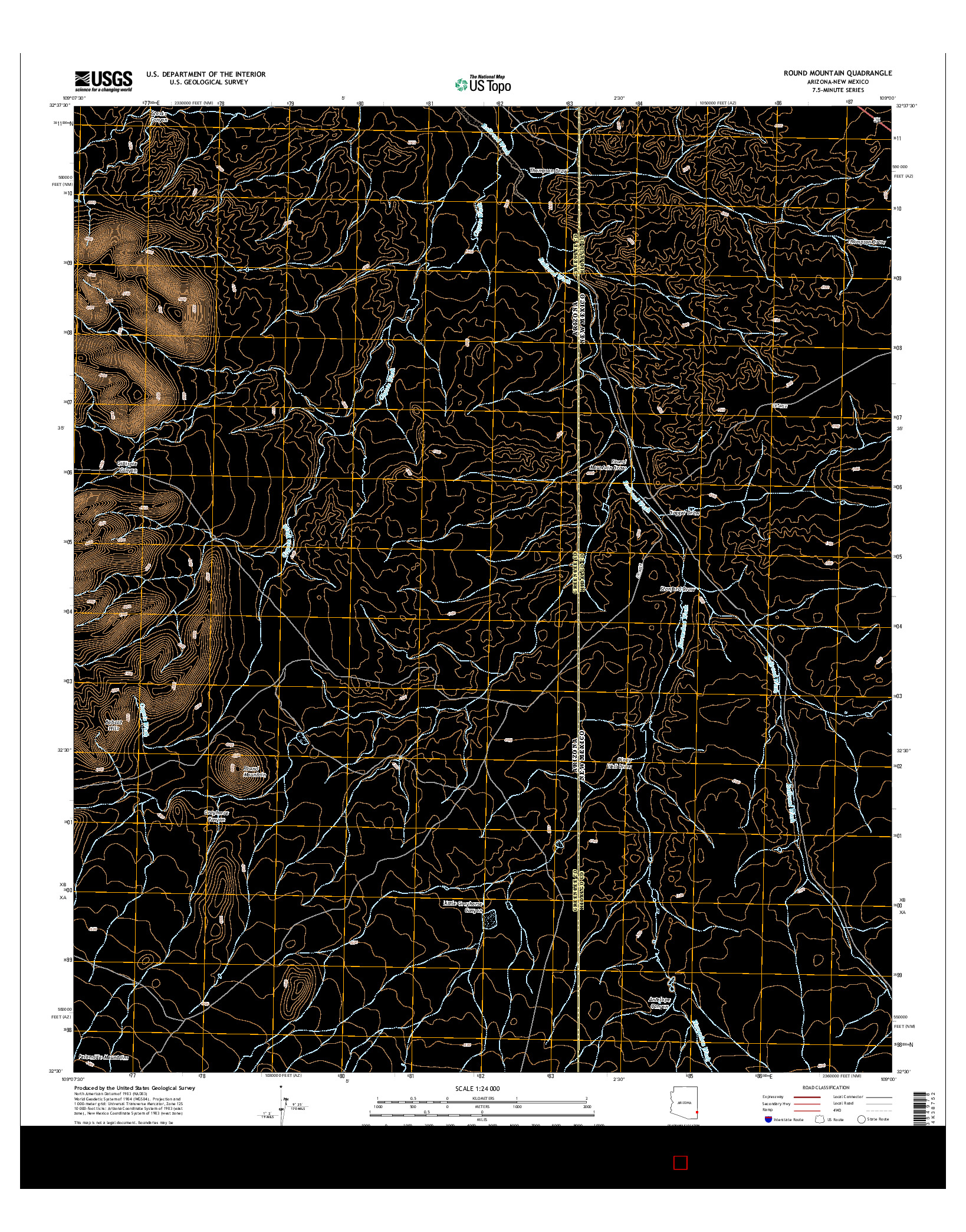 USGS US TOPO 7.5-MINUTE MAP FOR ROUND MOUNTAIN, AZ-NM 2014